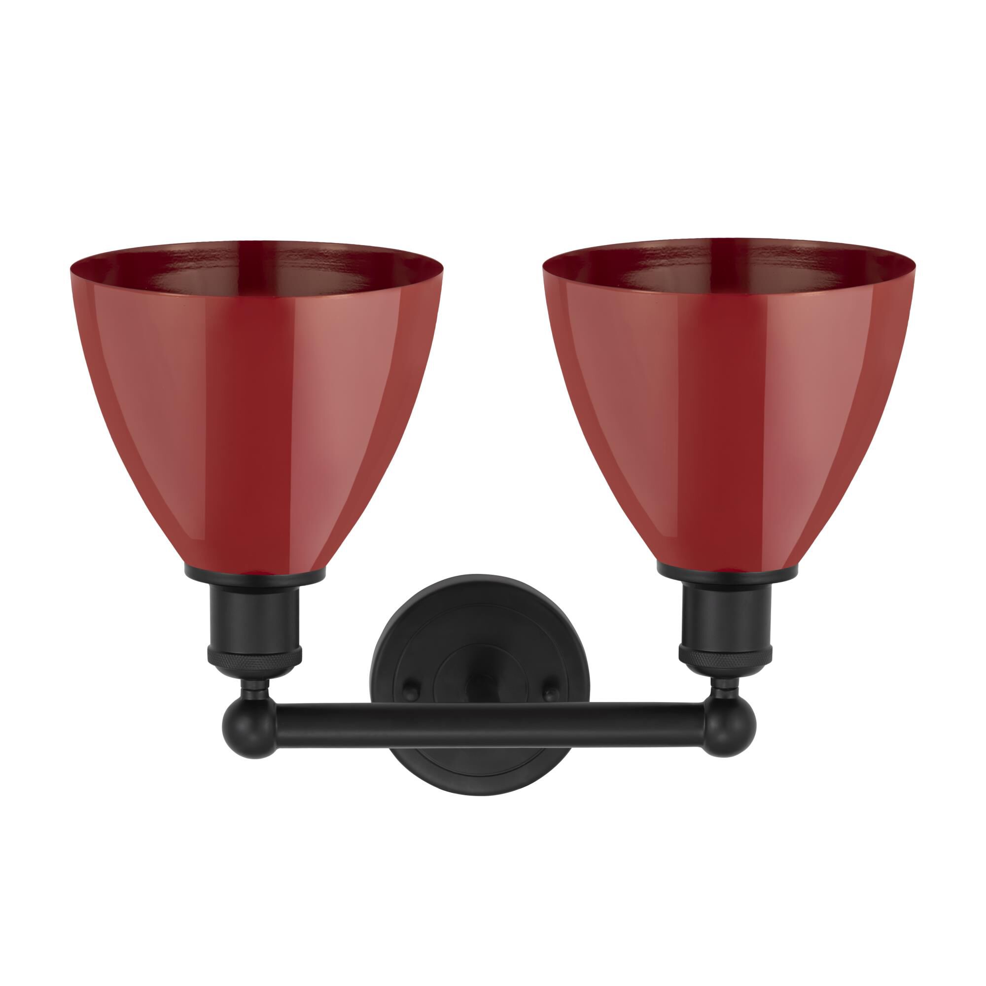 Shown in Matte Black and Red finish and Red Metal shade