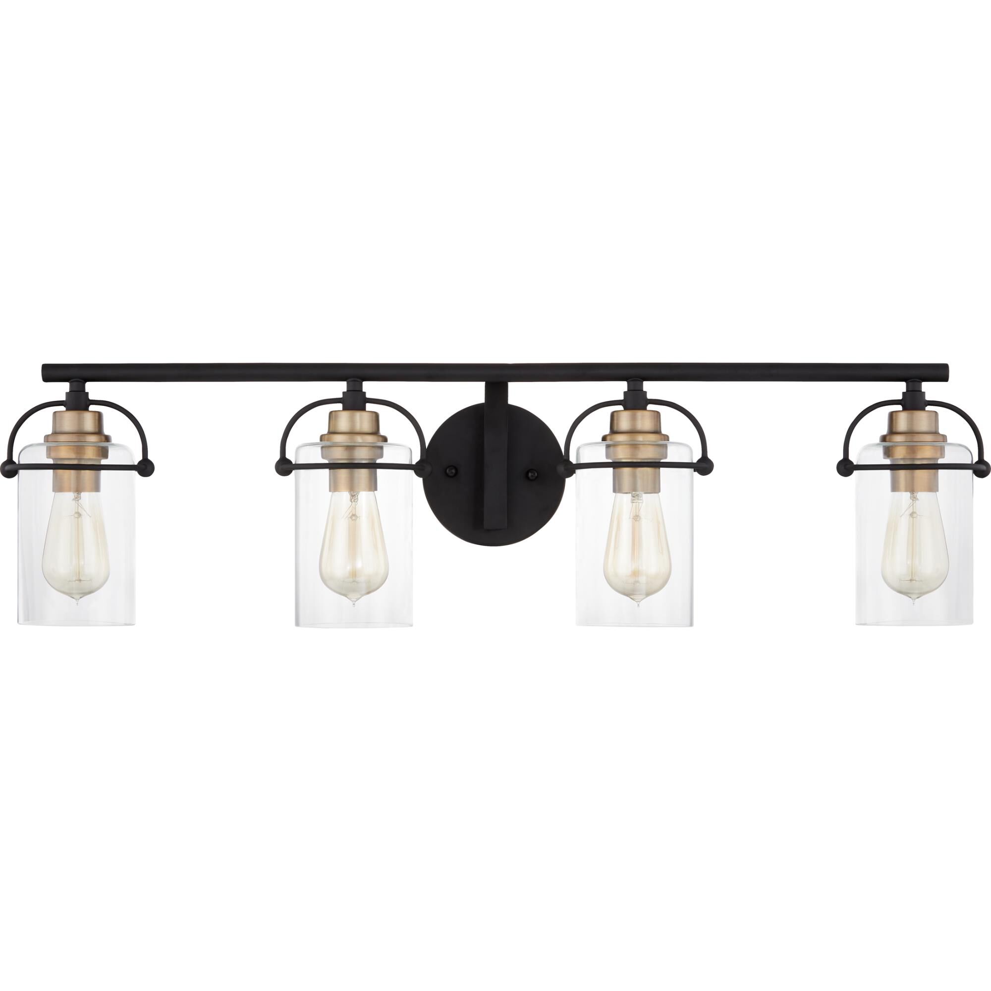 Shown in Matte Black finish and Clear Glass shade
