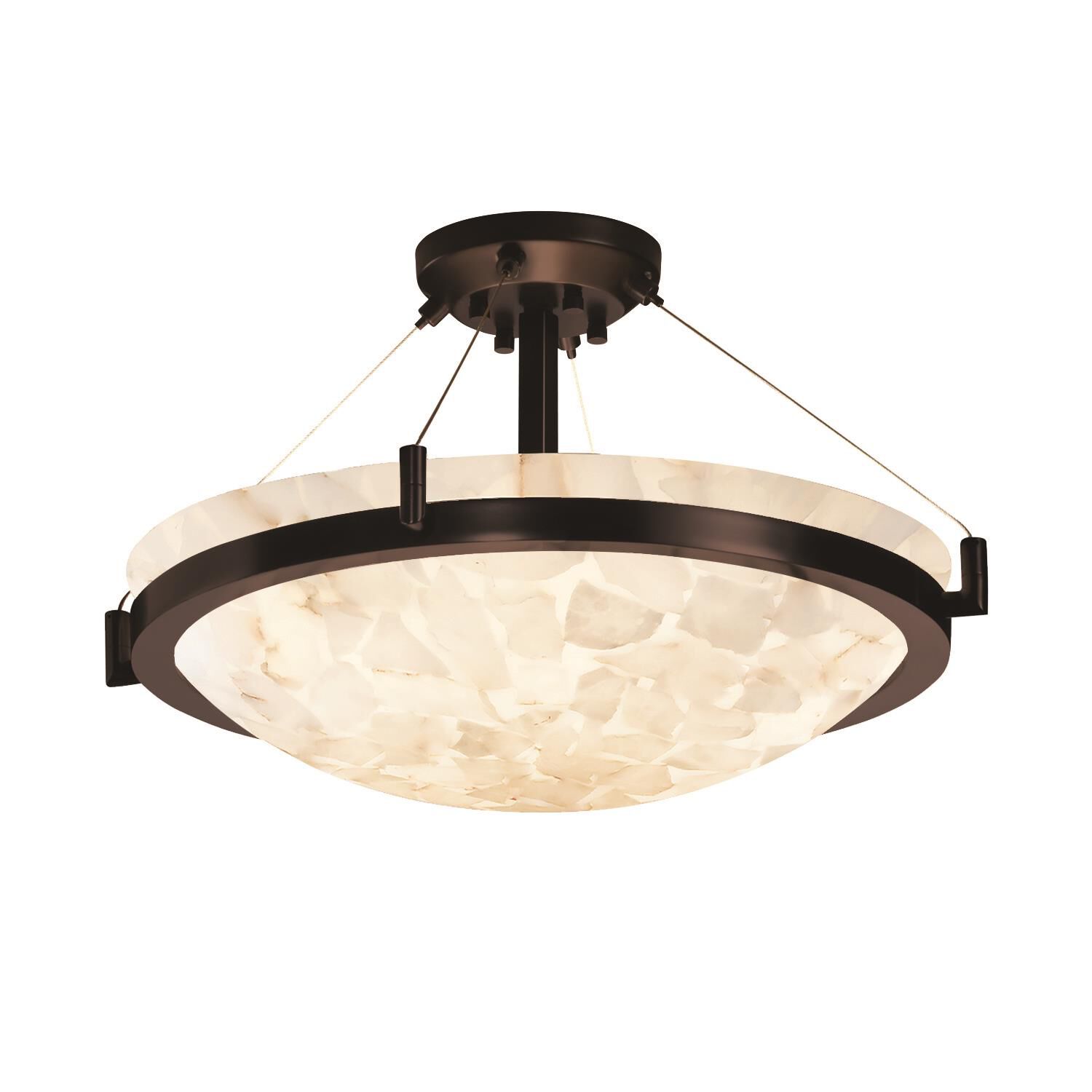 Shown in Dark Bronze finish and Alabaster Rocks glass and Round Bowl (ALR) shade