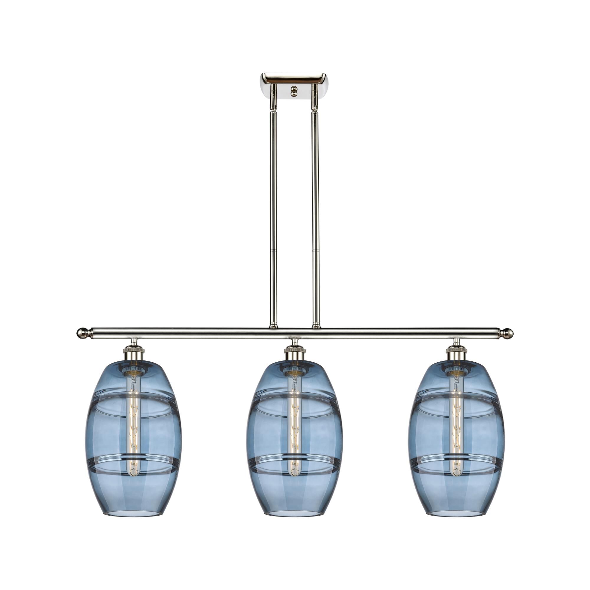 Shown in Polished Nickel finish and Princess Blue glass