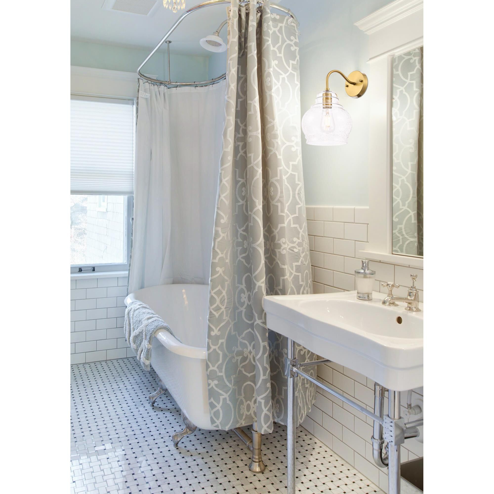 Shown in Brass finish and Clear Bubble  glass