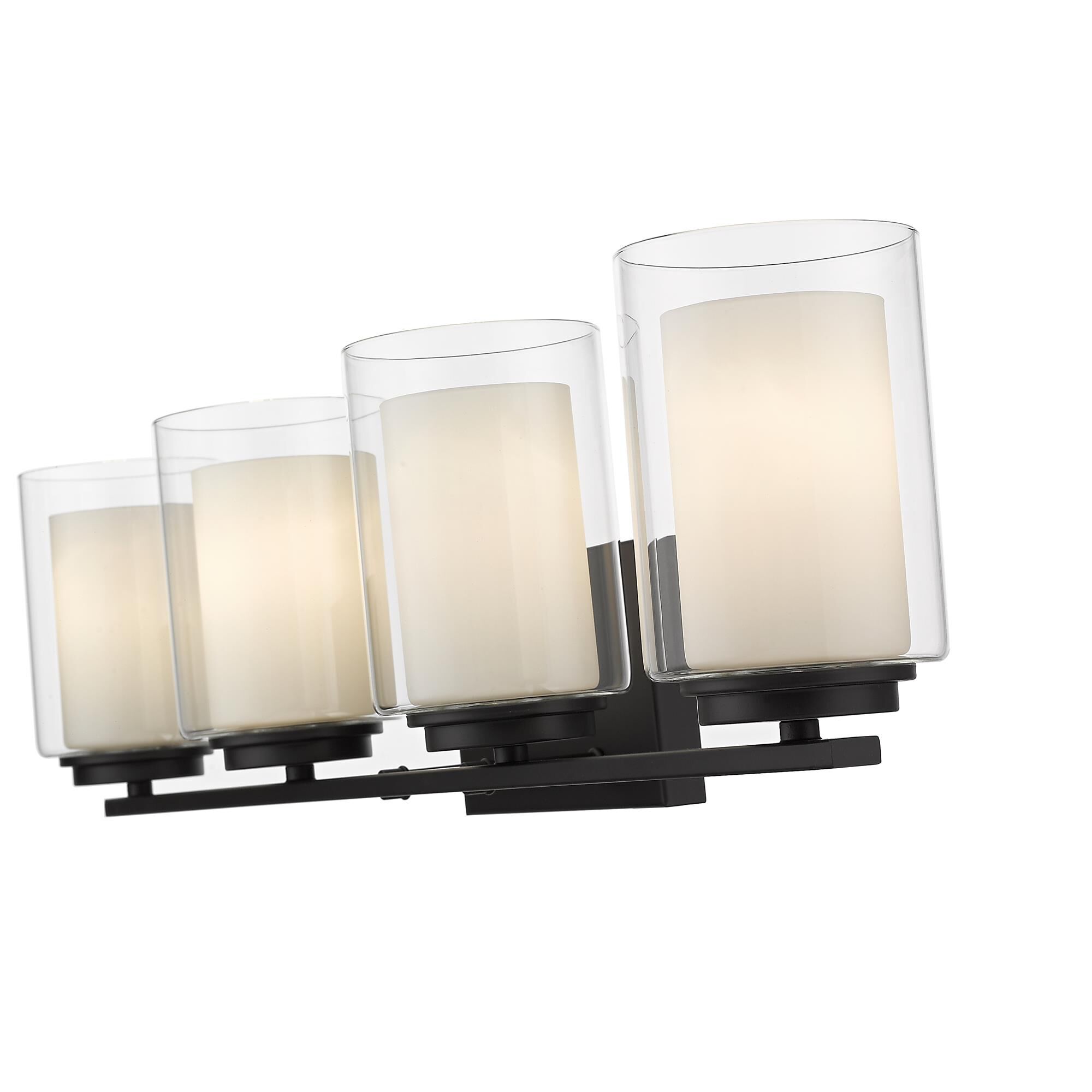 Shown in Matte Black finish and Glass shade