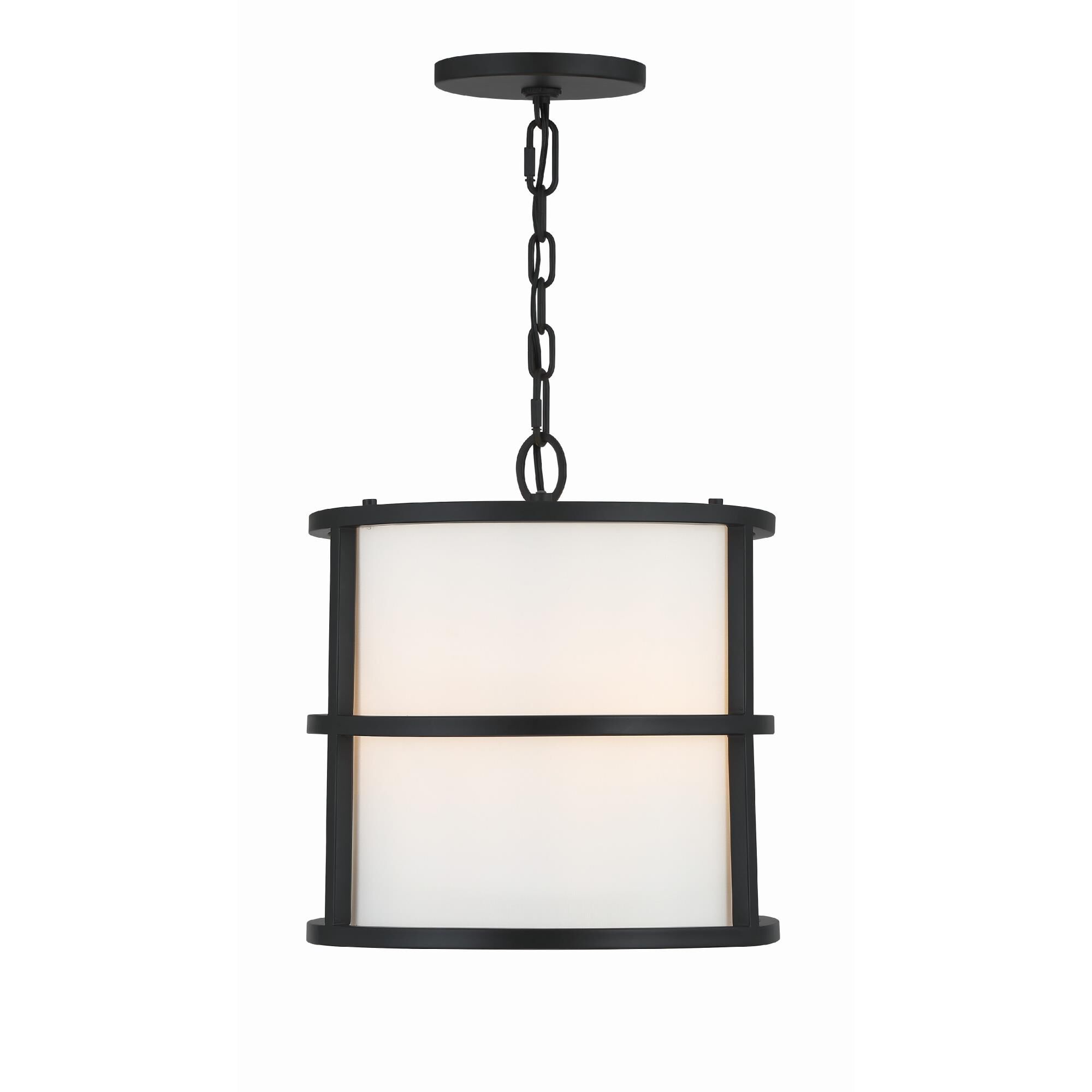 Shown in Matte Black finish and Fabric glass and White shade