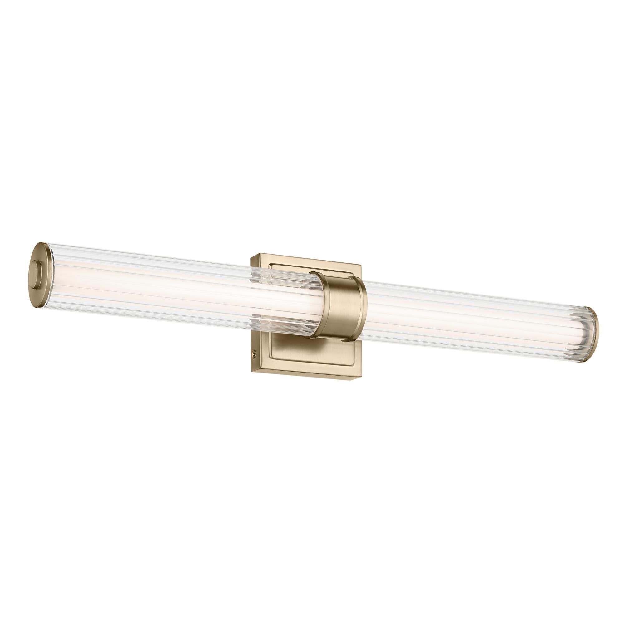 Shown in Champagne Bronze finish and Clear Fluted glass