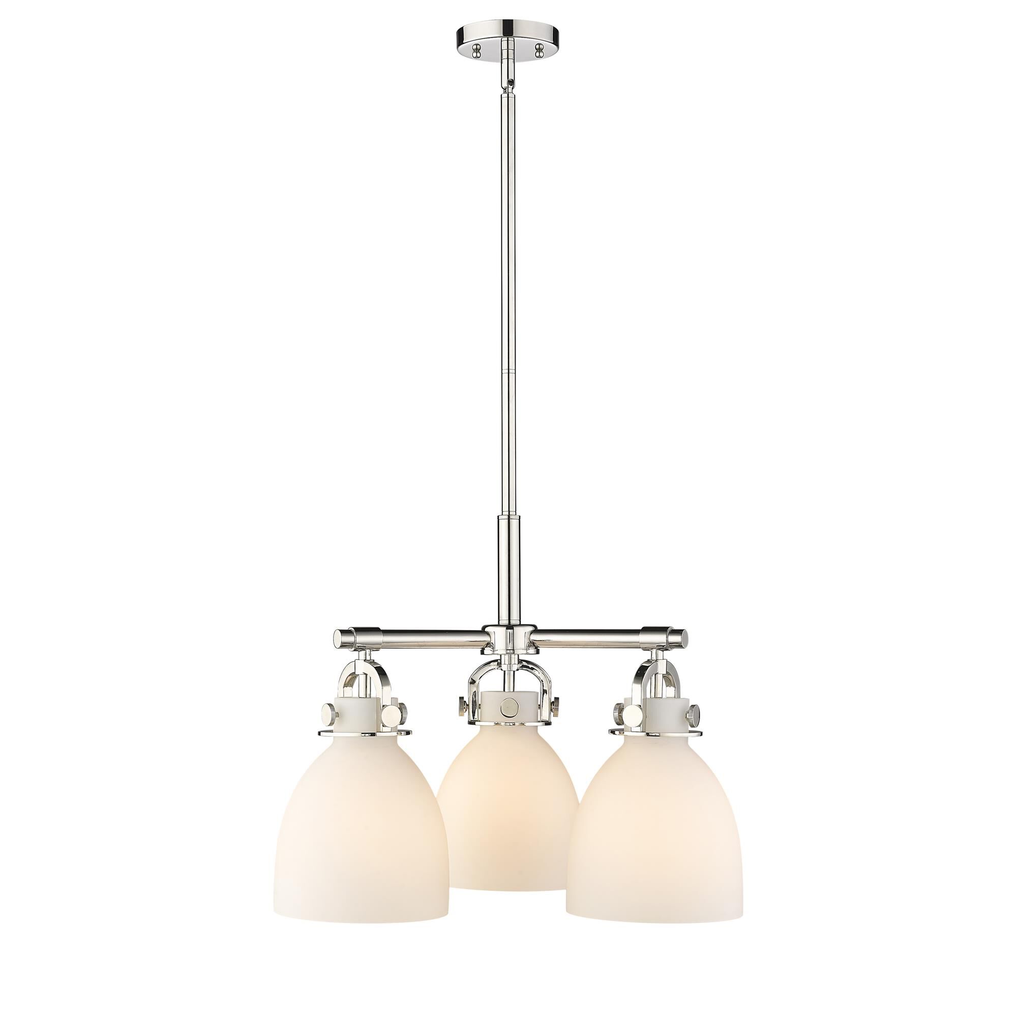 Shown in Polished Nickel finish and Matte White glass