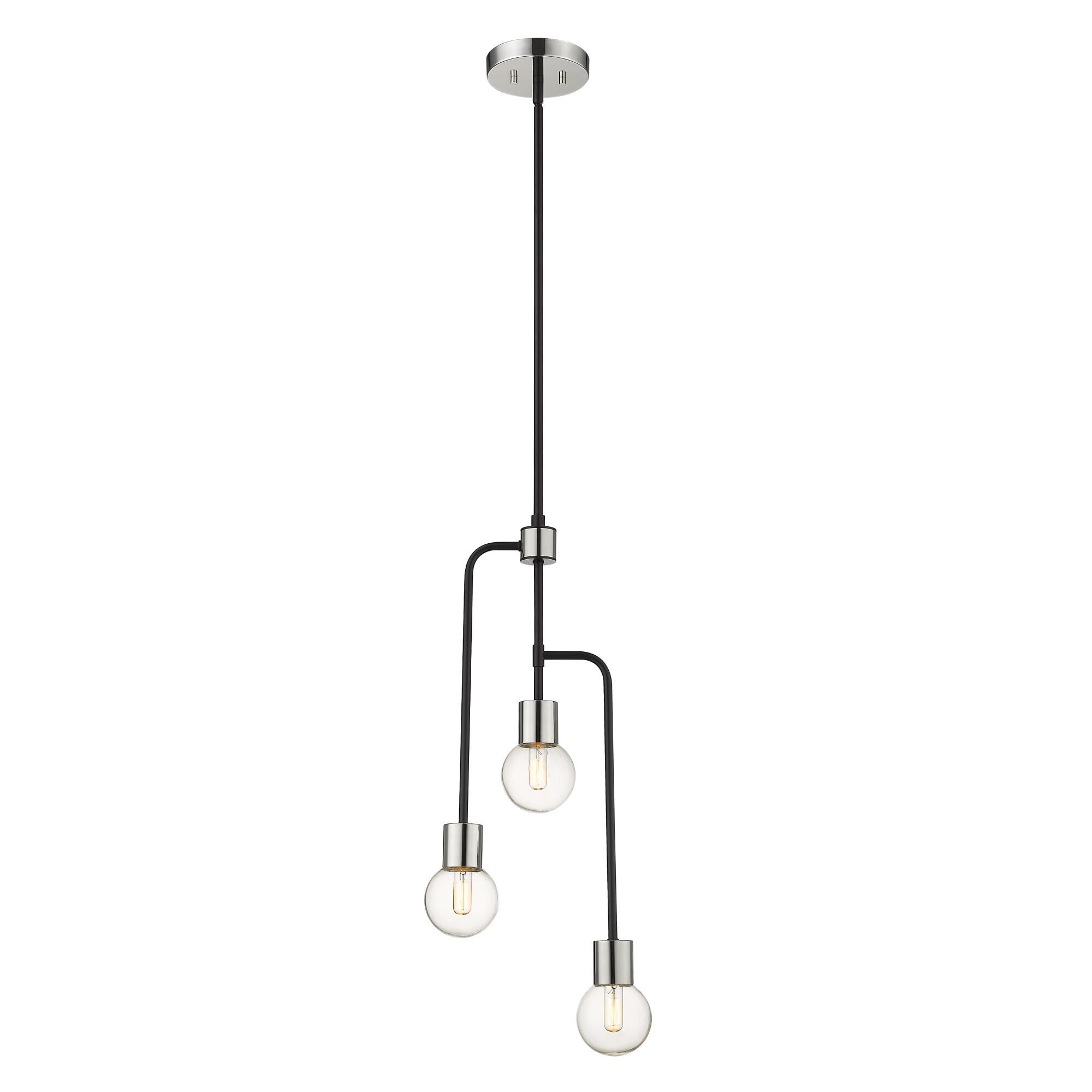 Shown in Matte Black + Polished Nickel finish and Glass shade