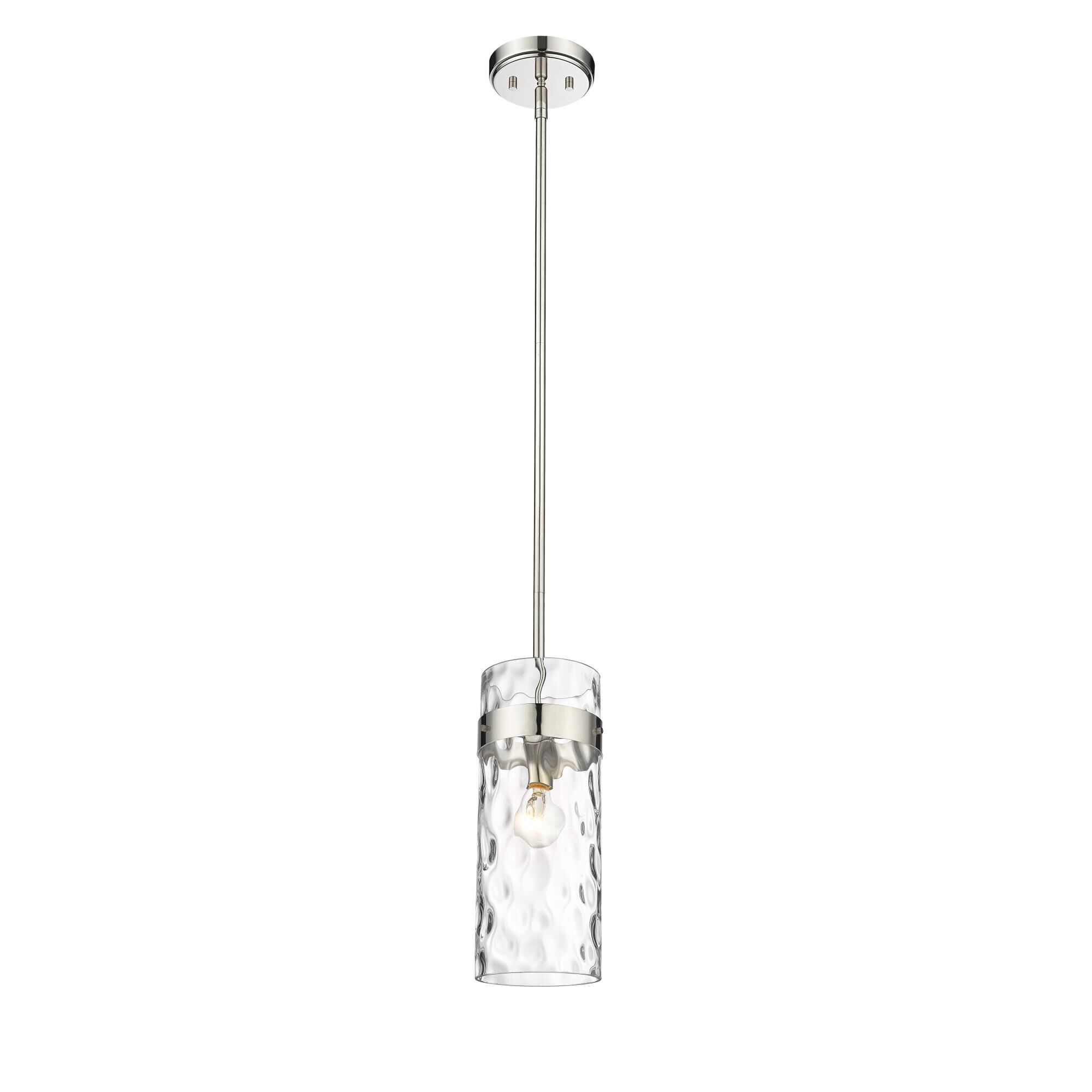 Shown in Polished Nickel finish and Glass shade