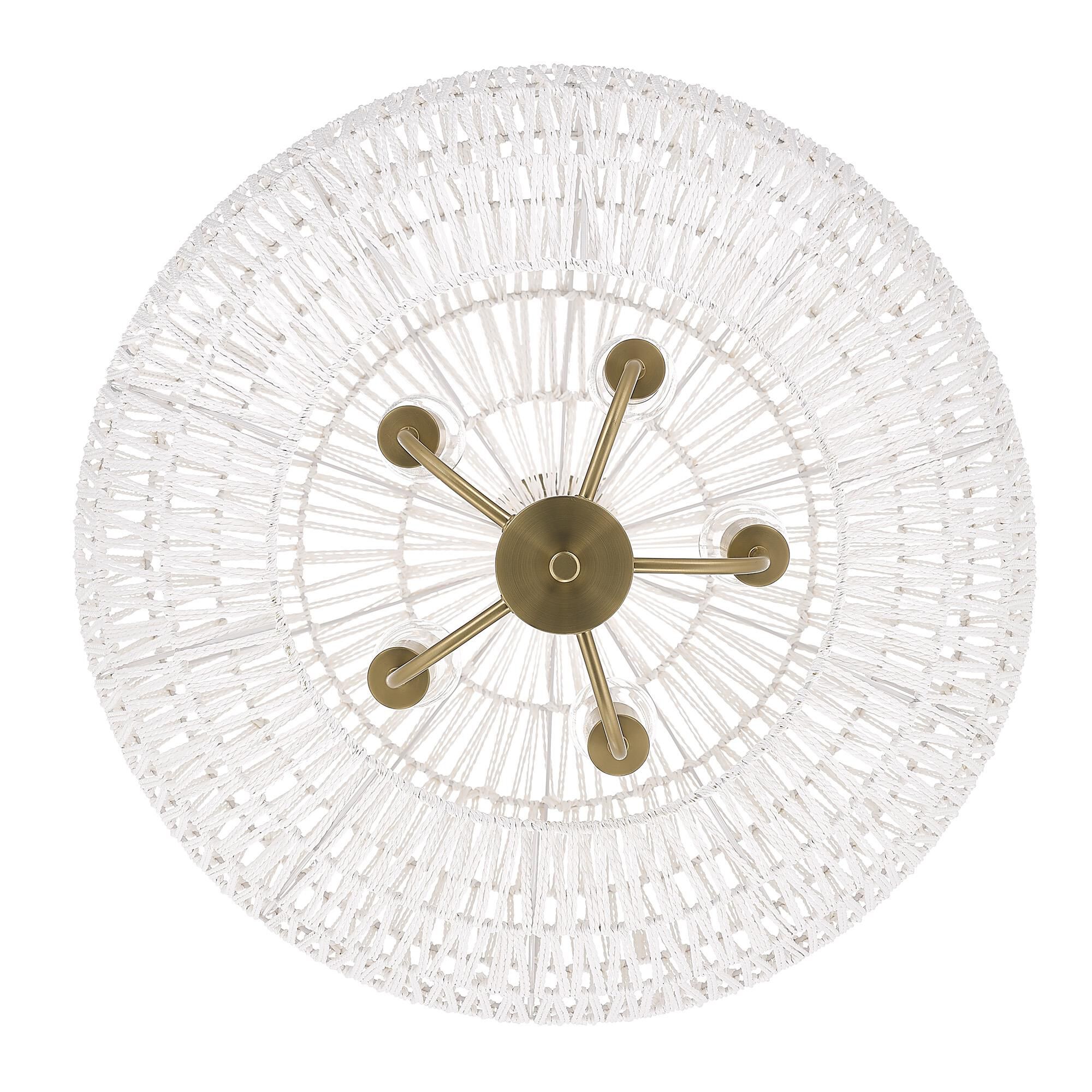 Shown in Brushed Champagne Bronze finish and Bleached White Raphia Rope shade