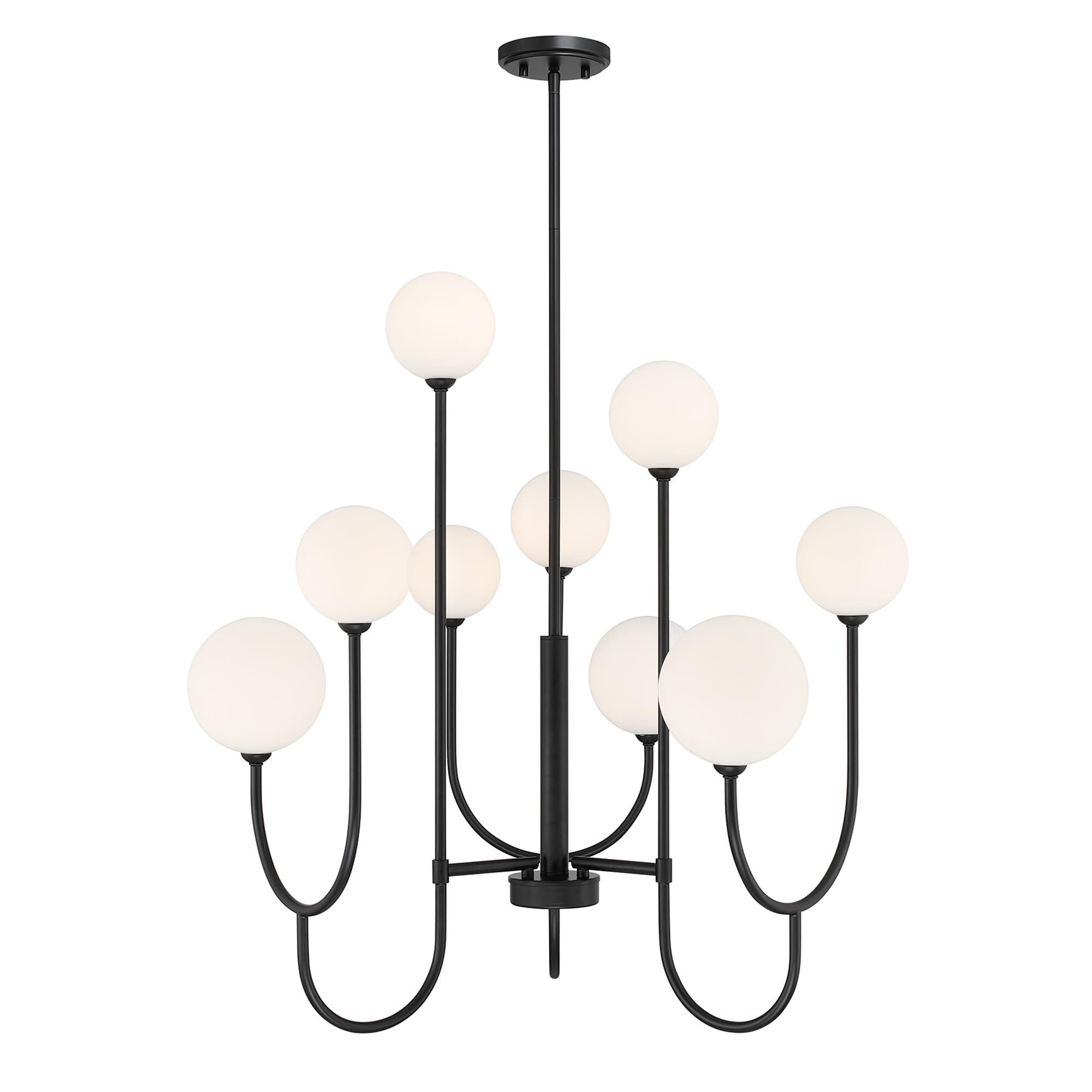 Shown in Matte Black finish and White Opal glass