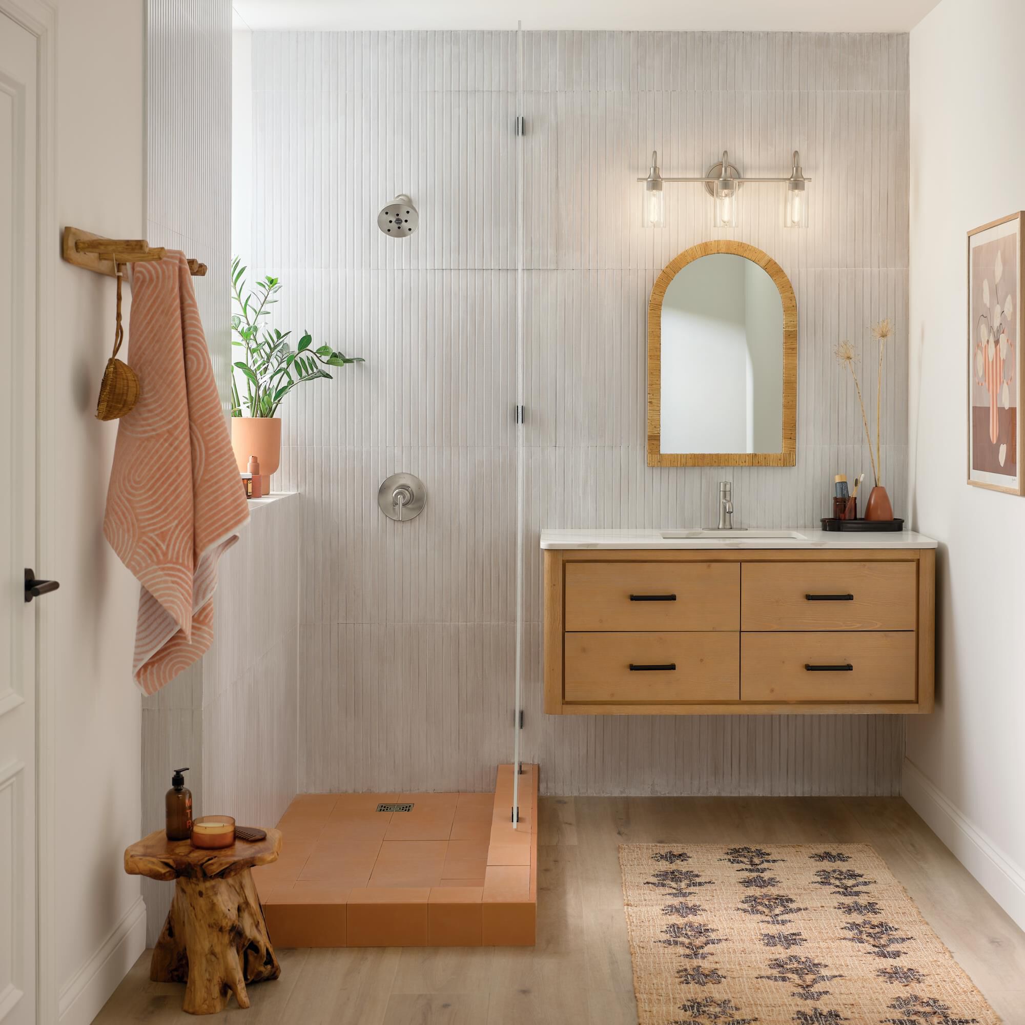 Shown in Brushed Nickel finish and Clear glass