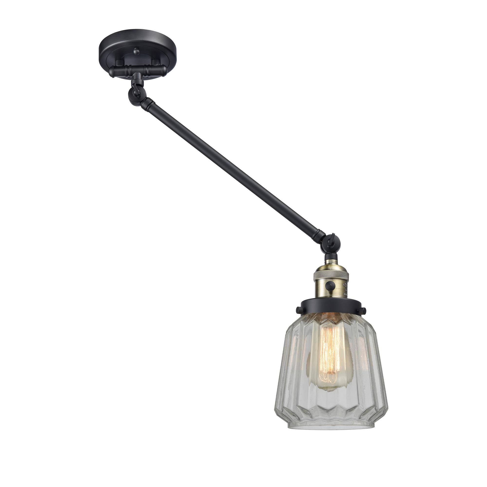Shown in Black Antique Brass finish and Clear glass