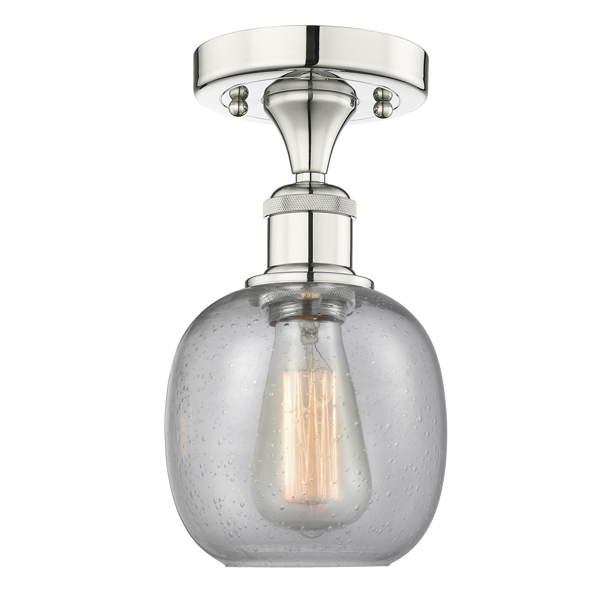 Shown in Polished Nickel finish and Seedy glass