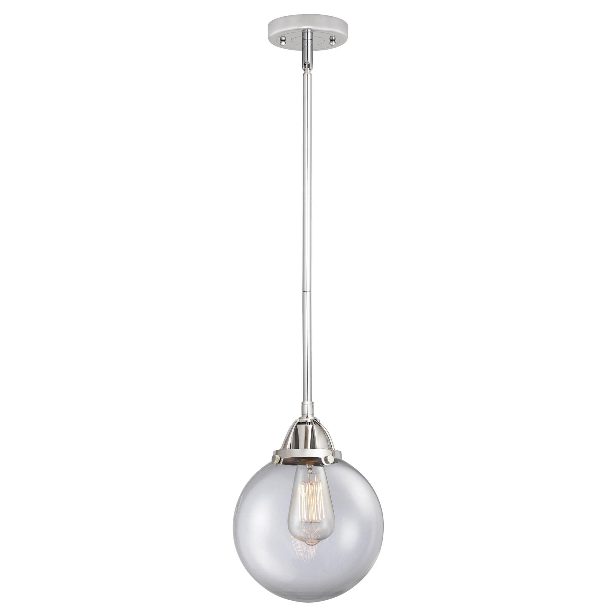 Shown in Polished Chrome finish and Clear Beacon glass and No Shade shade