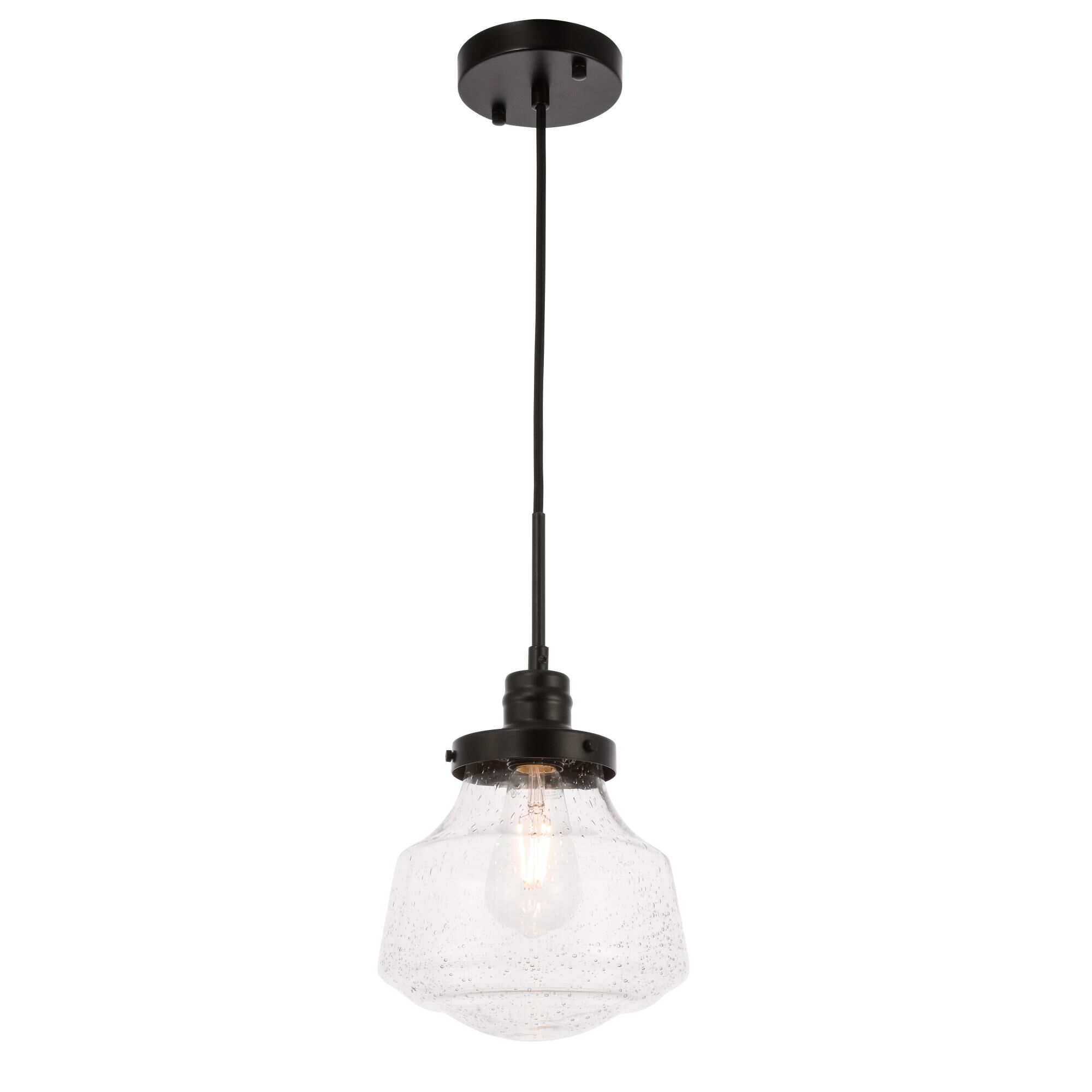 Shown in Black finish and Clear Bubble  glass