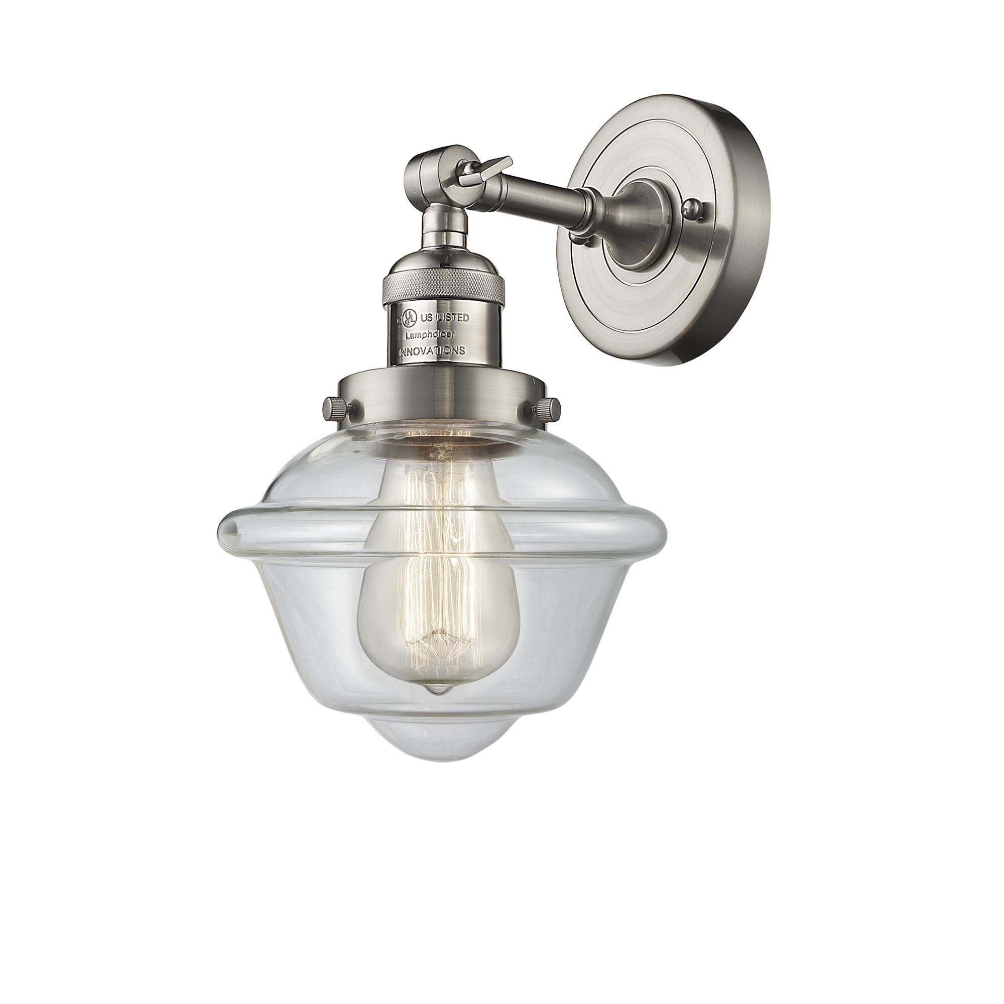 Shown in Brushed Satin Nickel finish and Clear glass