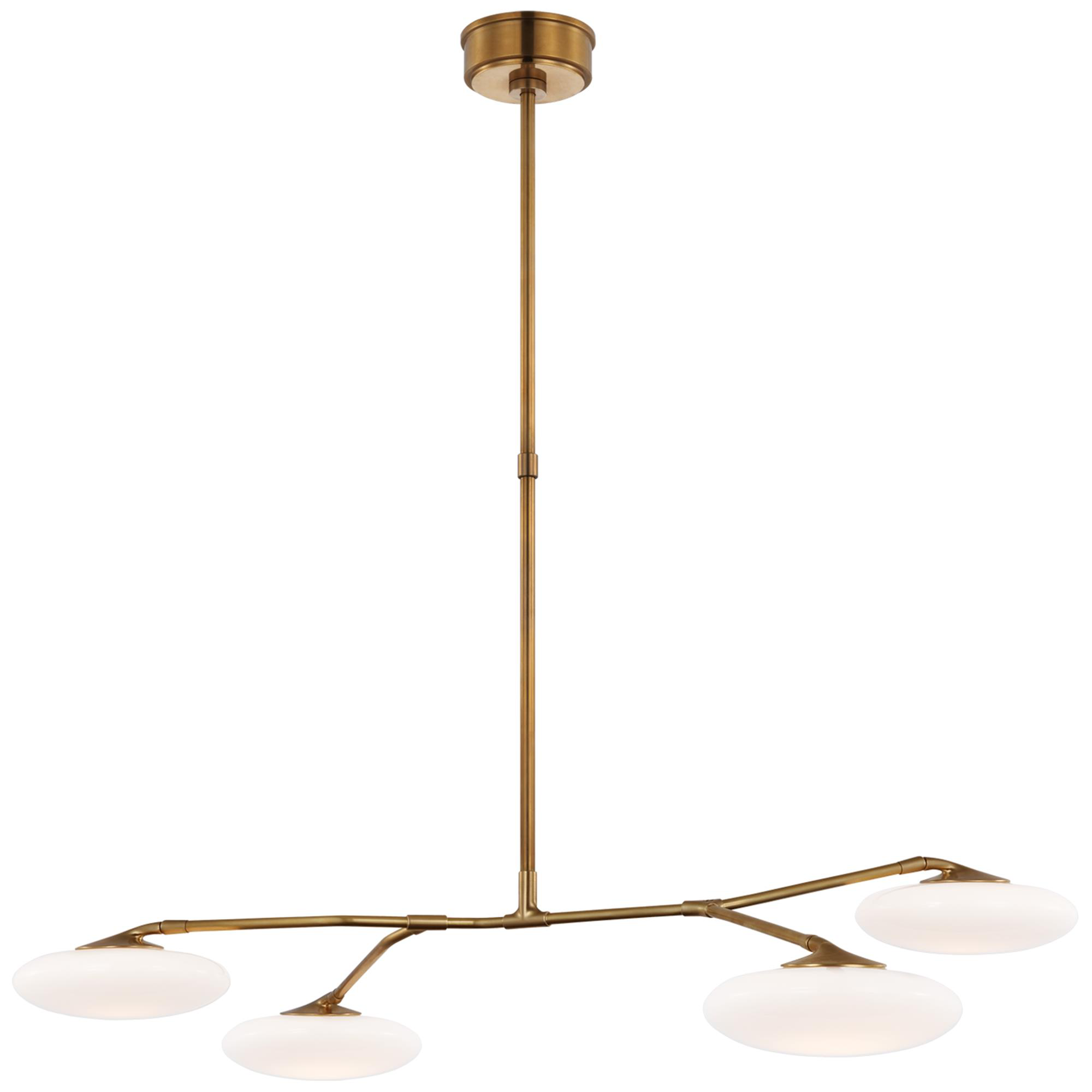 Shown in Soft Brass finish and White glass