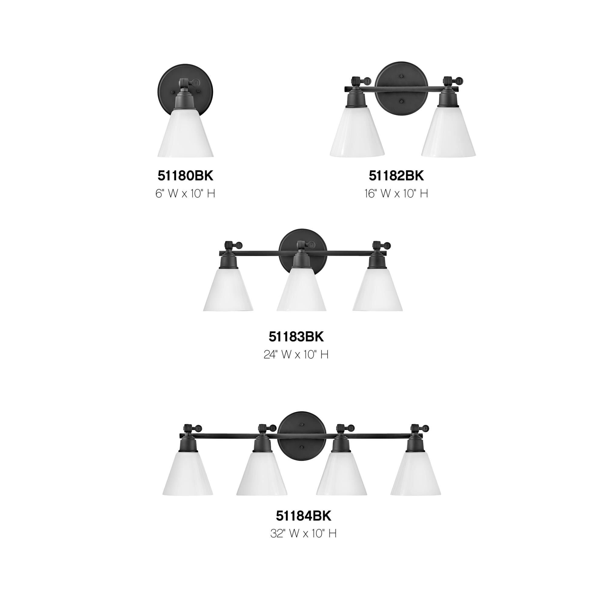 Shown in Black finish and Cased Opal glass