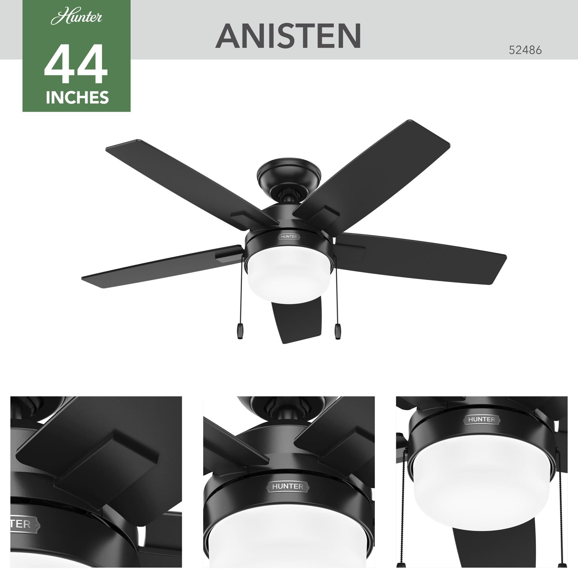 Anisten 44 Inch Ceiling Fan with Light Kit by Hunter Fan