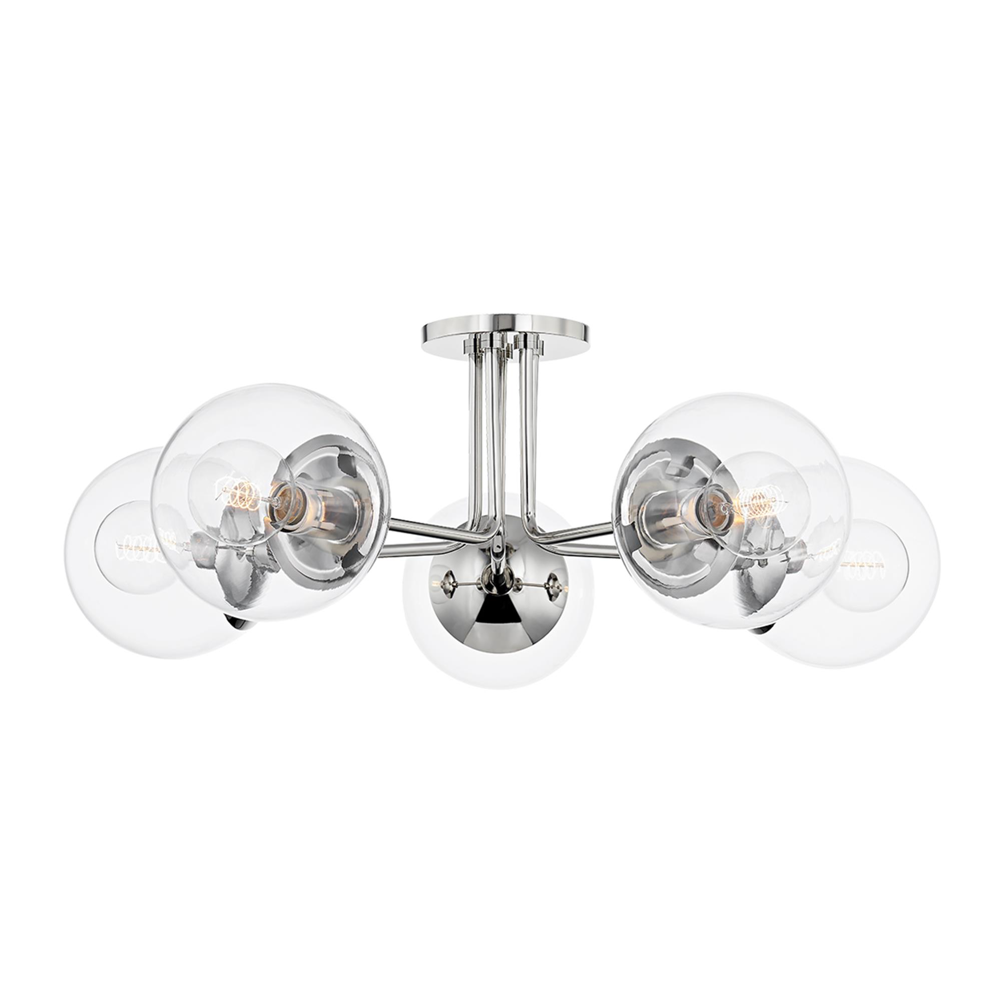 Meadow 30 Inch 5 Light Semi Flush Mount,