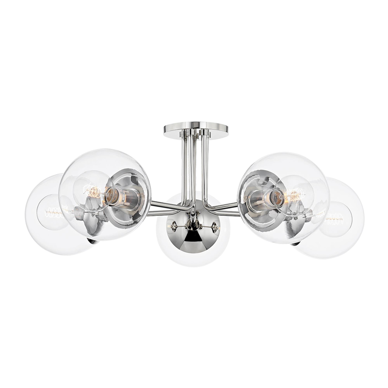Meadow 30 Inch 5 Light Semi Flush Mount by Mitzi