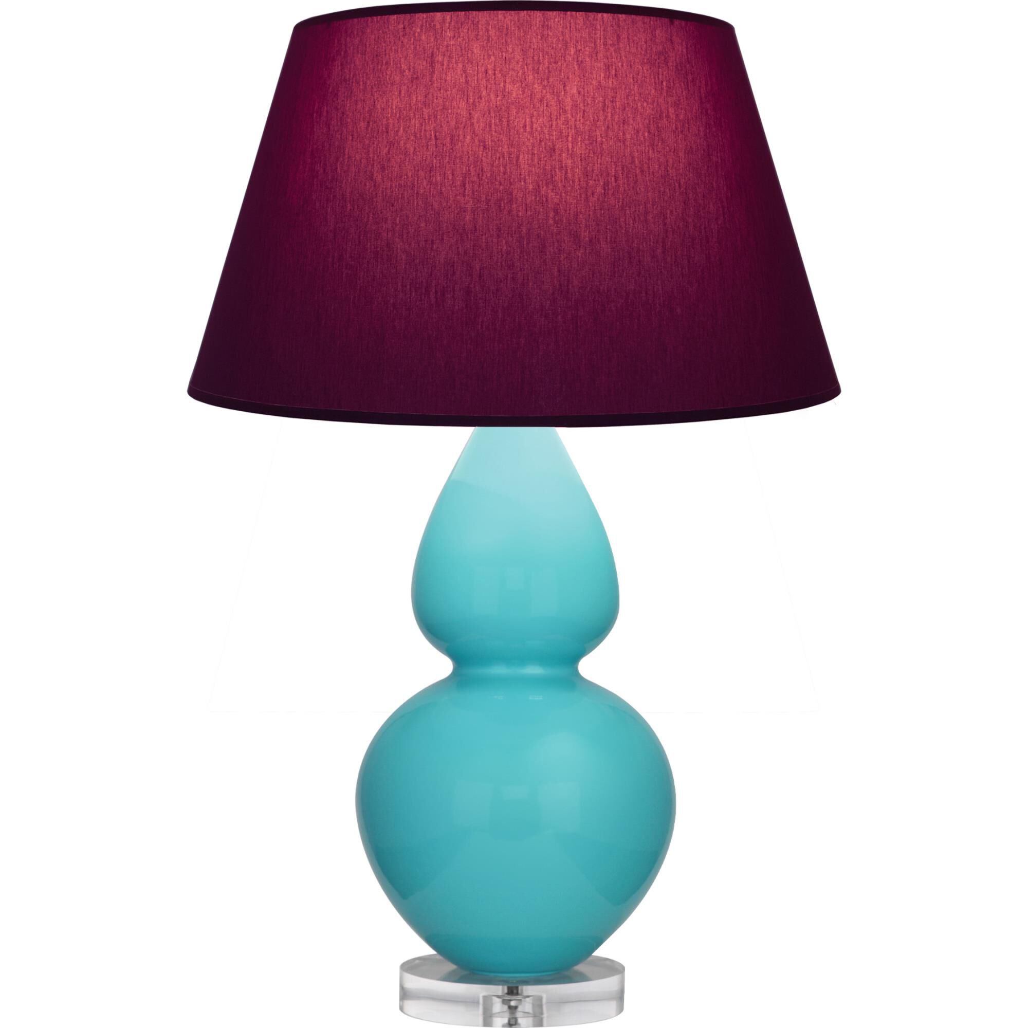 Shown in Egg Blue finish and Plum and Lavender shade and Lucite accent