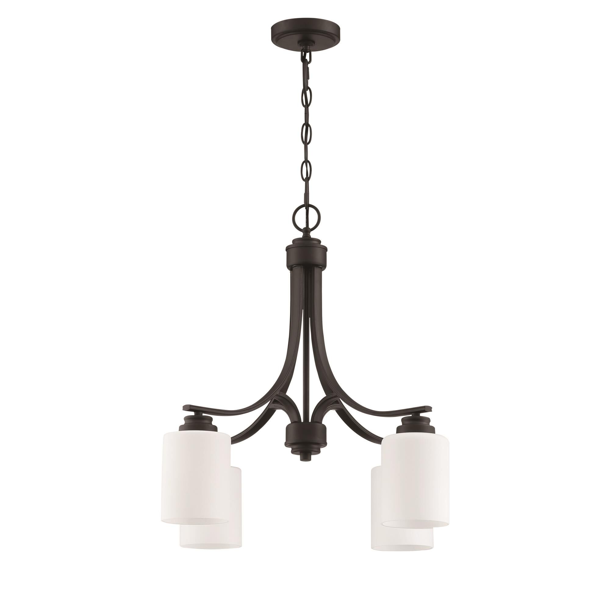 Shown in Flat Black finish and White Frosted glass and Glass shade