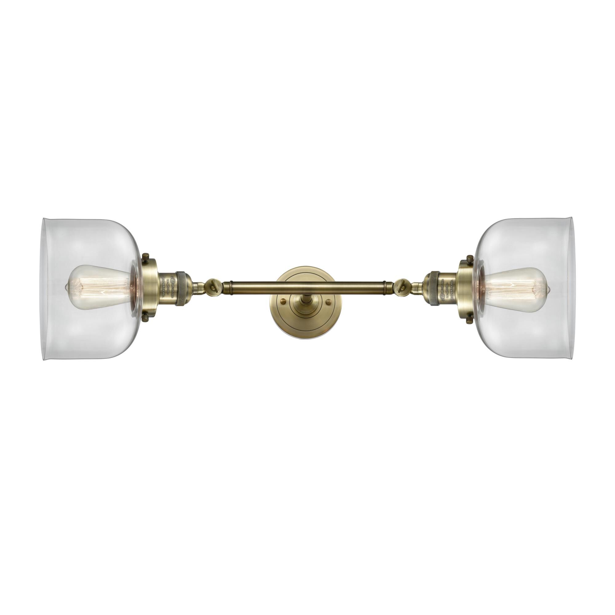 Shown in Antique Brass finish and Clear glass