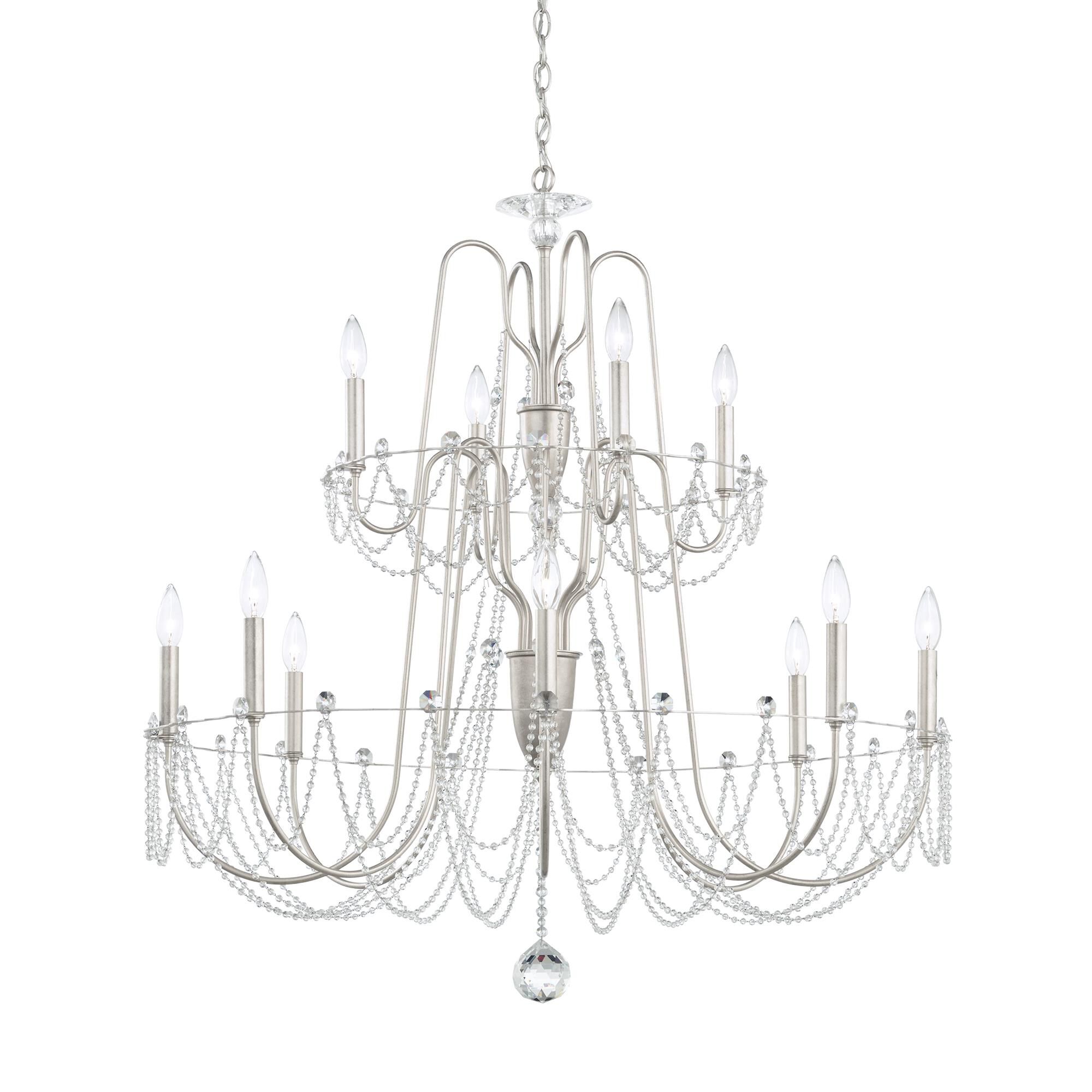 Shown in Antique Silver finish and Clear Optic crystal
