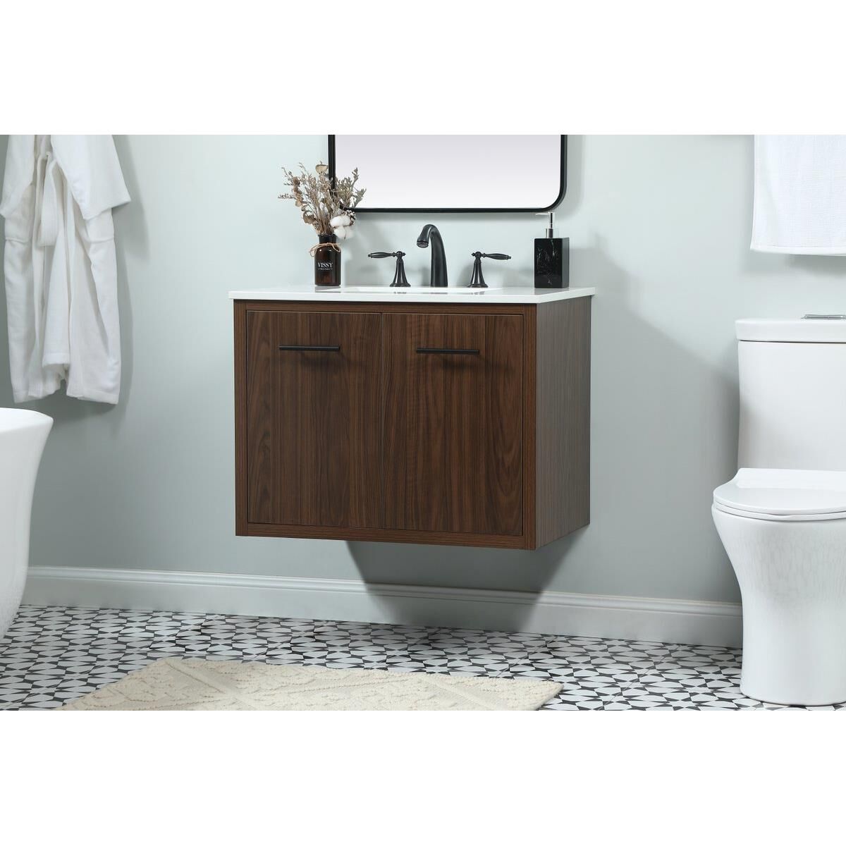 Shown in Walnut finish and No Backsplash accent