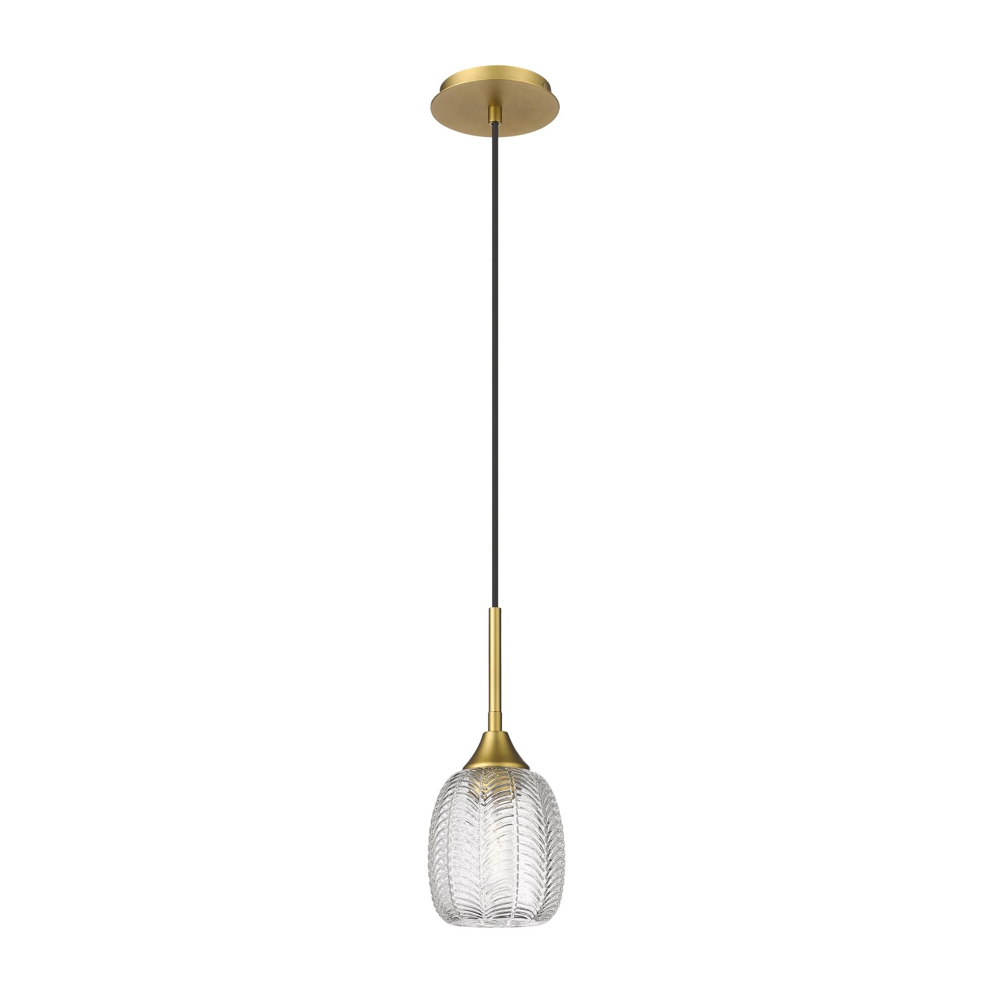 Shown in Brushed Brass finish and Clear shade