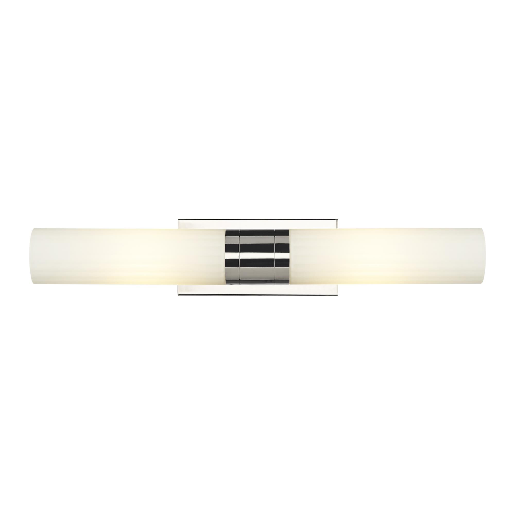 Shown in Polished Nickel finish and Matte White glass and Matte White Glass shade