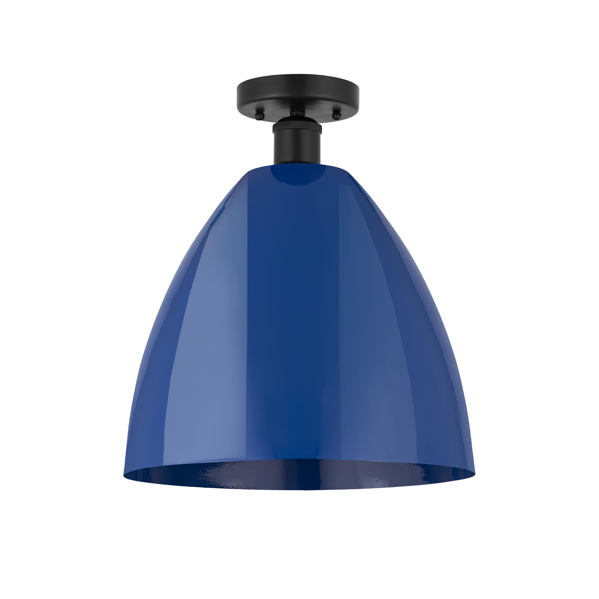 Shown in Matte Black and Blue finish and Blue Metal shade