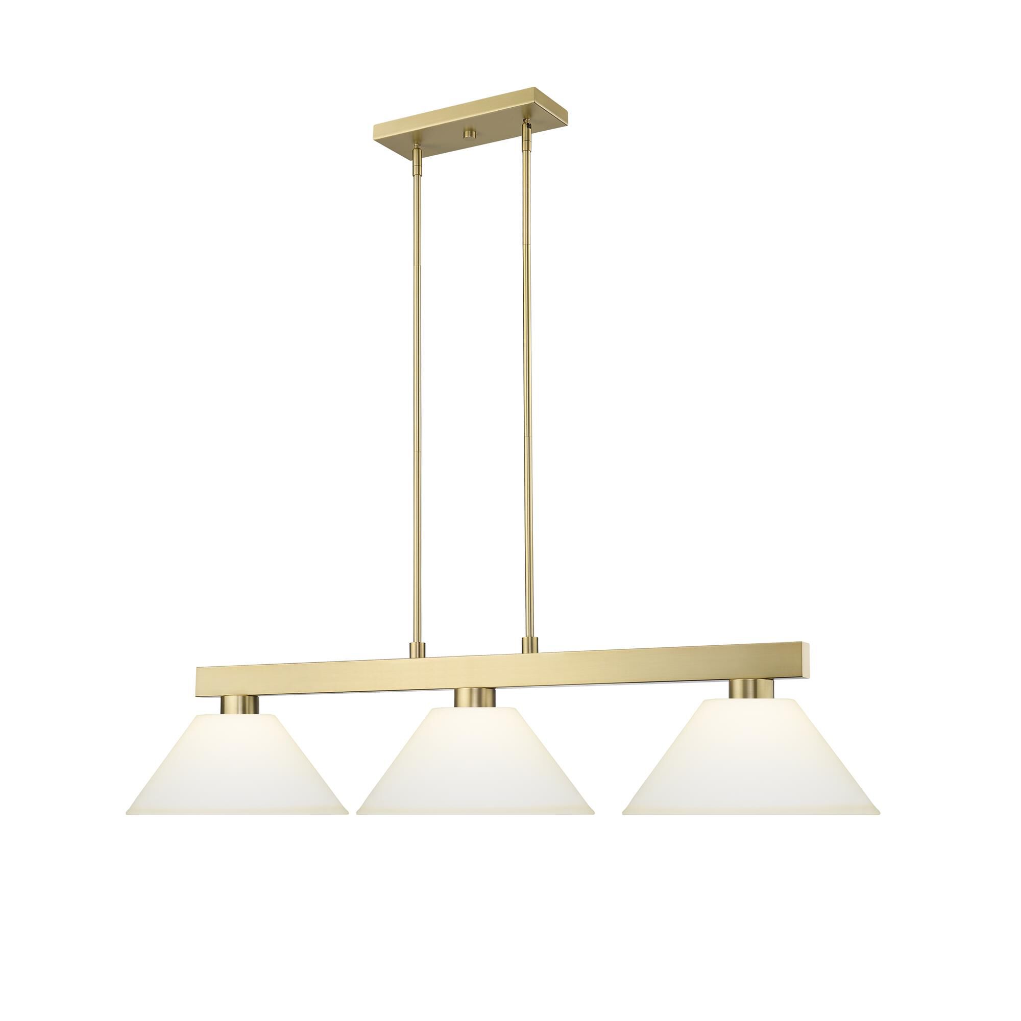 Shown in Modern Gold finish and Matte Opal glass and Matte Opal shade