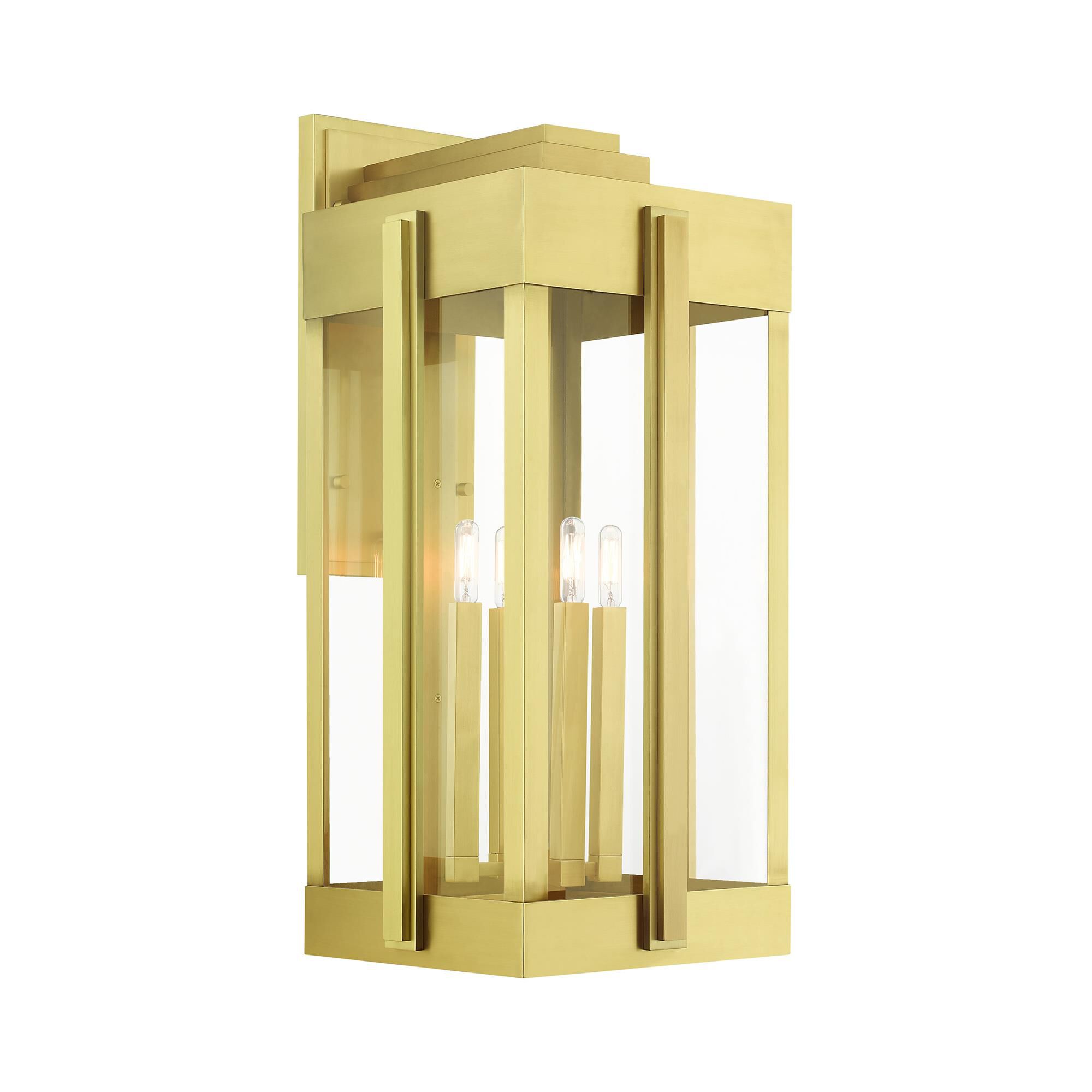 Shown in Natural Brass finish and Clear glass