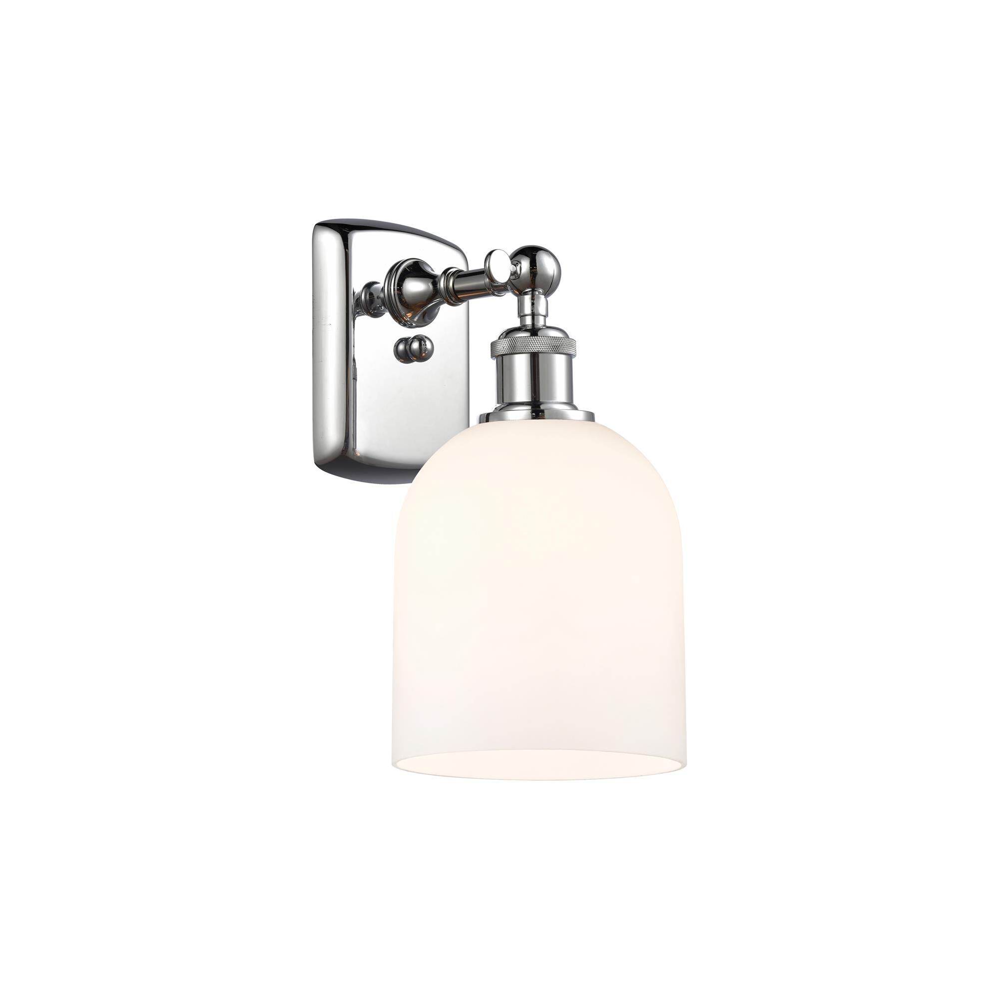 Shown in Polished Chrome finish and Glossy White glass