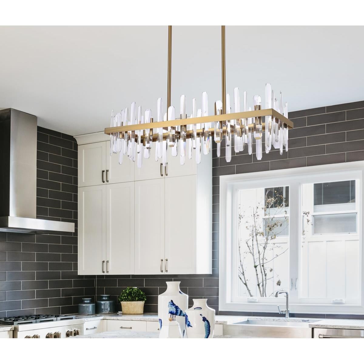 Serena 36 Inch 20 Light Linear Suspension Light by Elegant Lighting