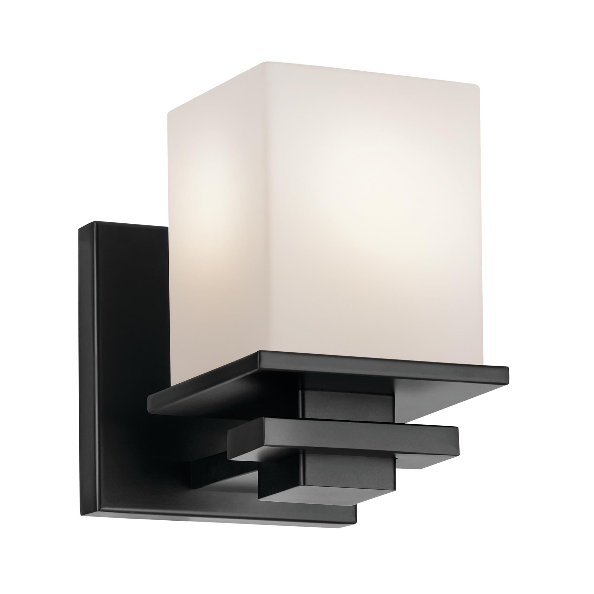 Shown in Black finish and Satin Etched Cased Opal glass