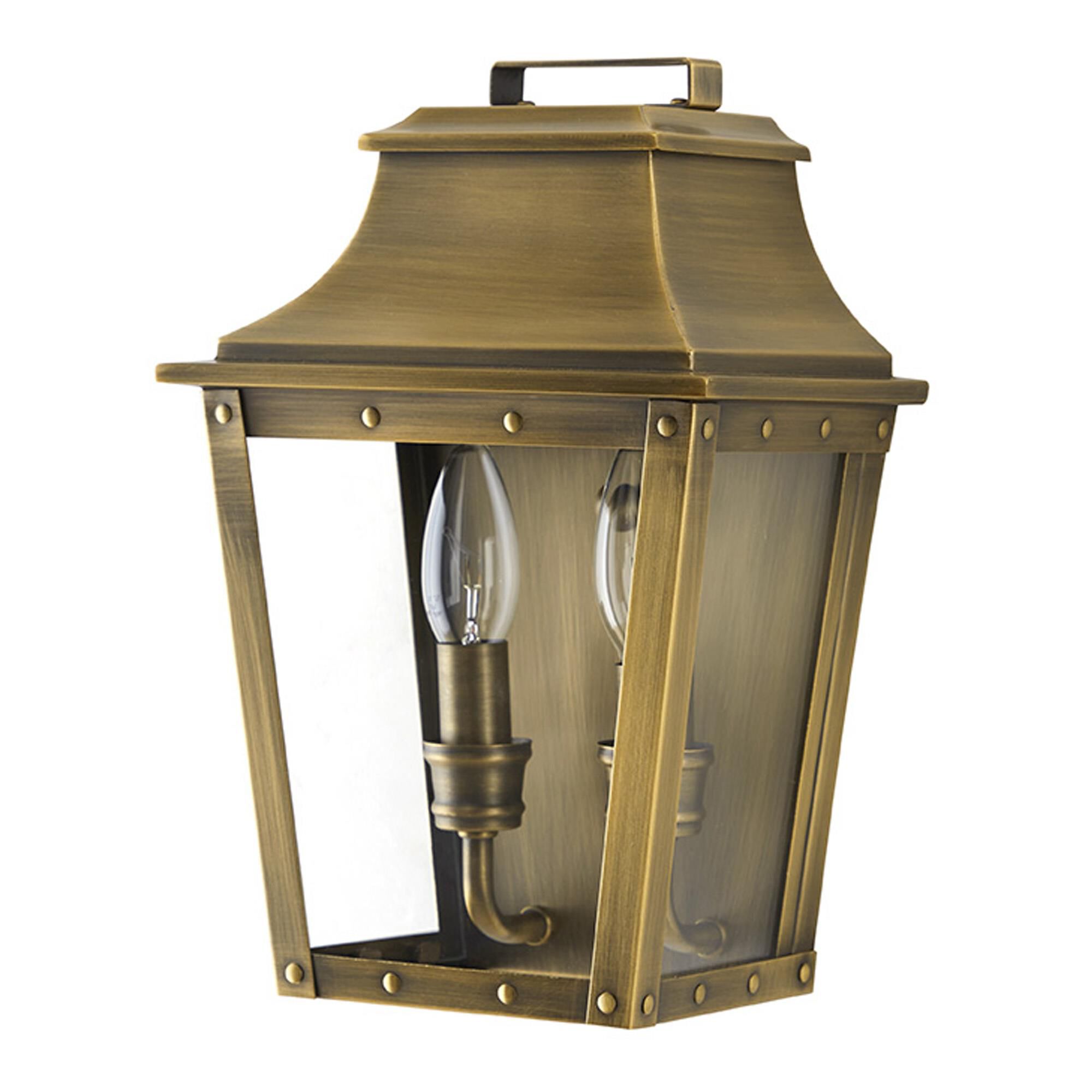 Shown in Aged Brass finish and Clear glass and Clear Beveled Glass Panes shade