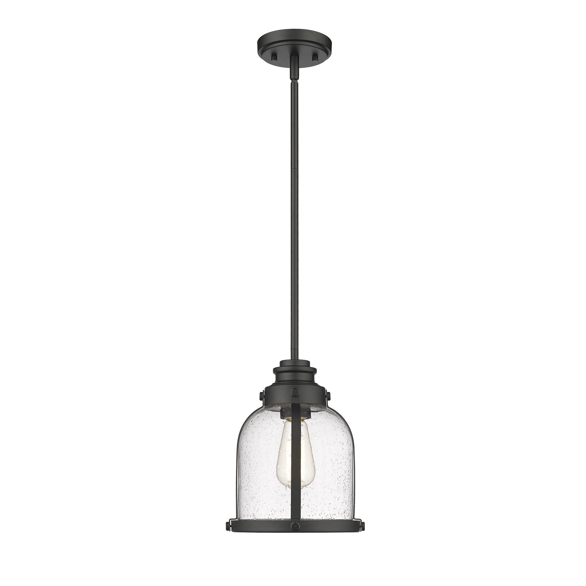 Shown in Matte Black finish and Glass shade