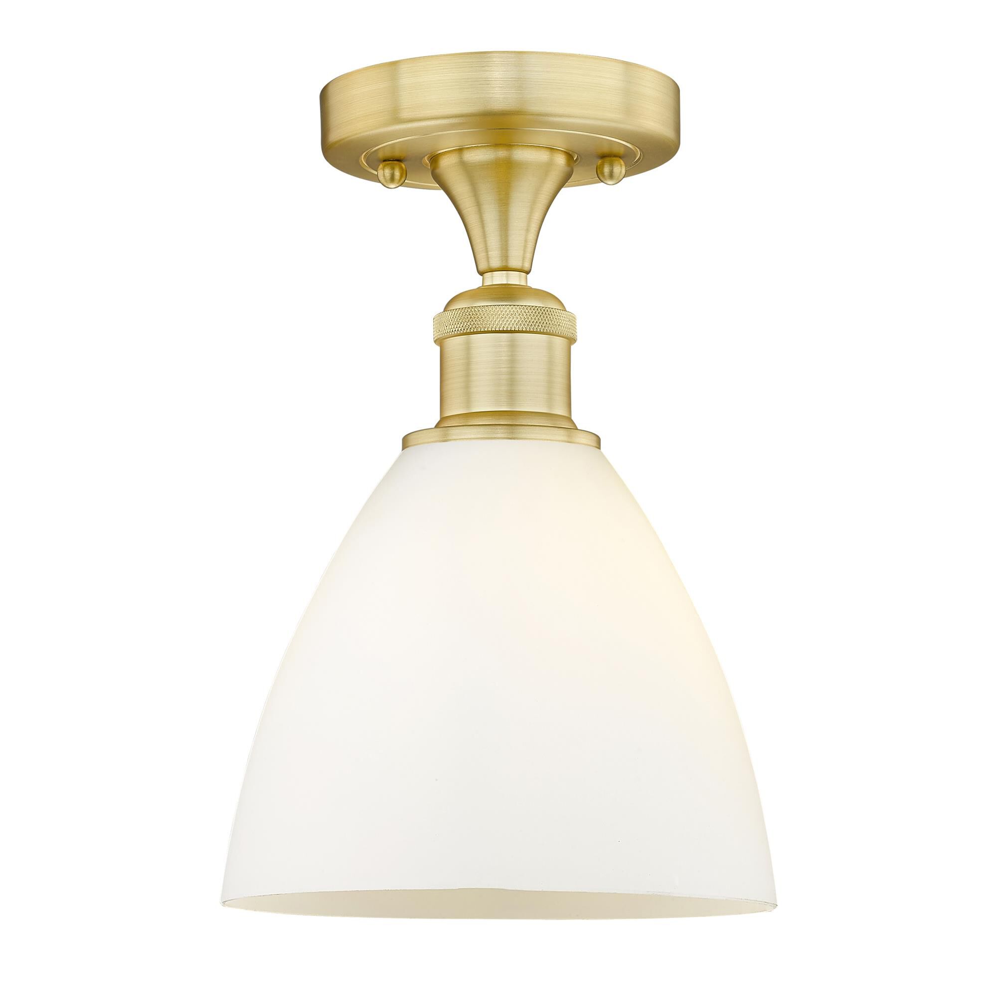 Shown in Satin Gold finish and Matte White glass
