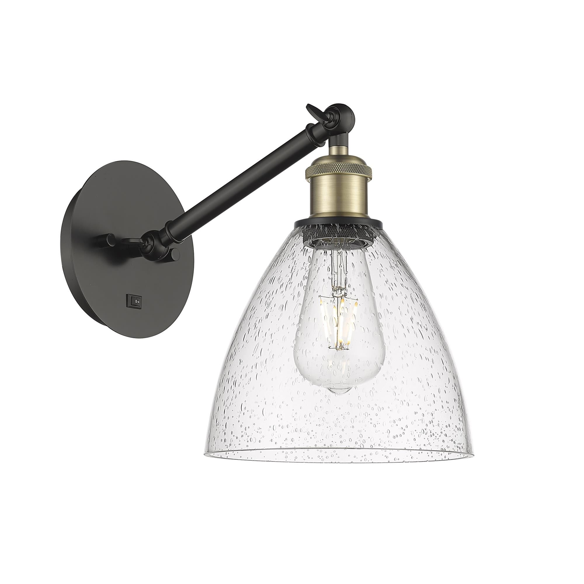 Shown in Black Antique Brass finish and Seedy Ballston Dome glass
