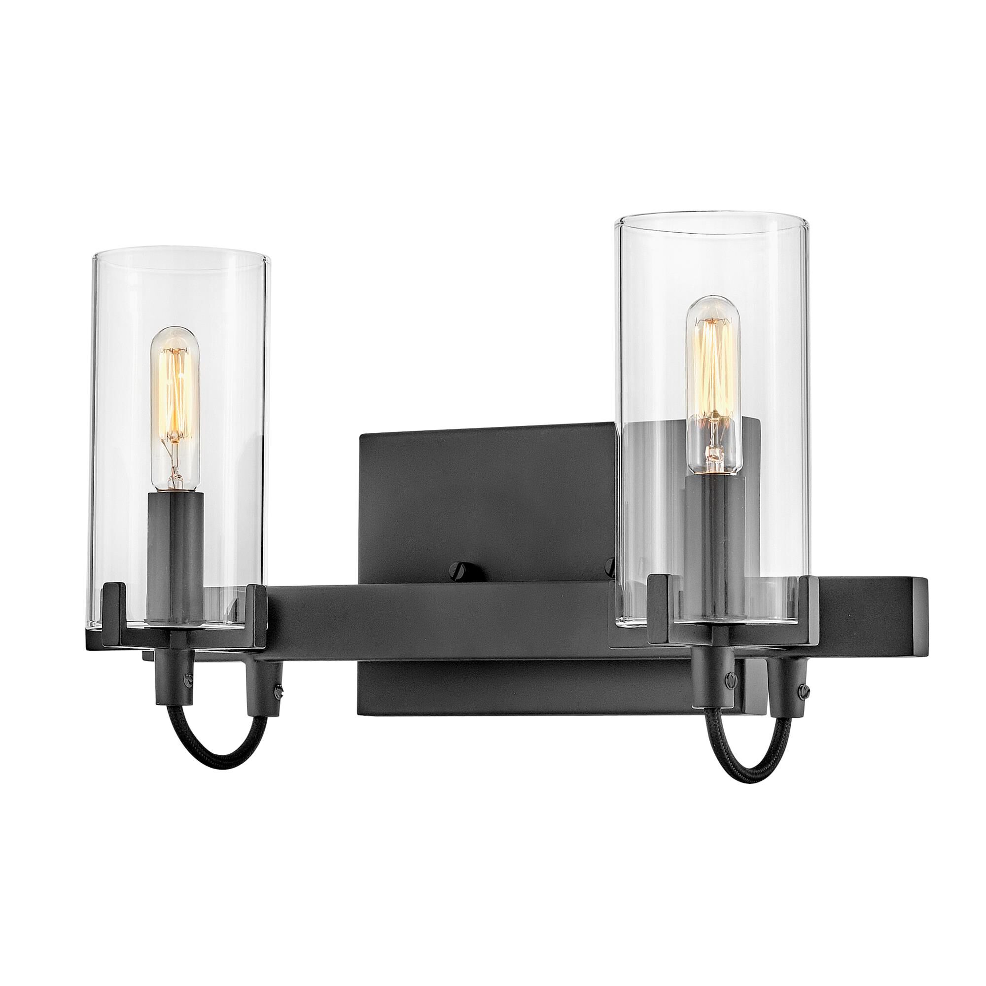 Shown in Black finish and Clear glass