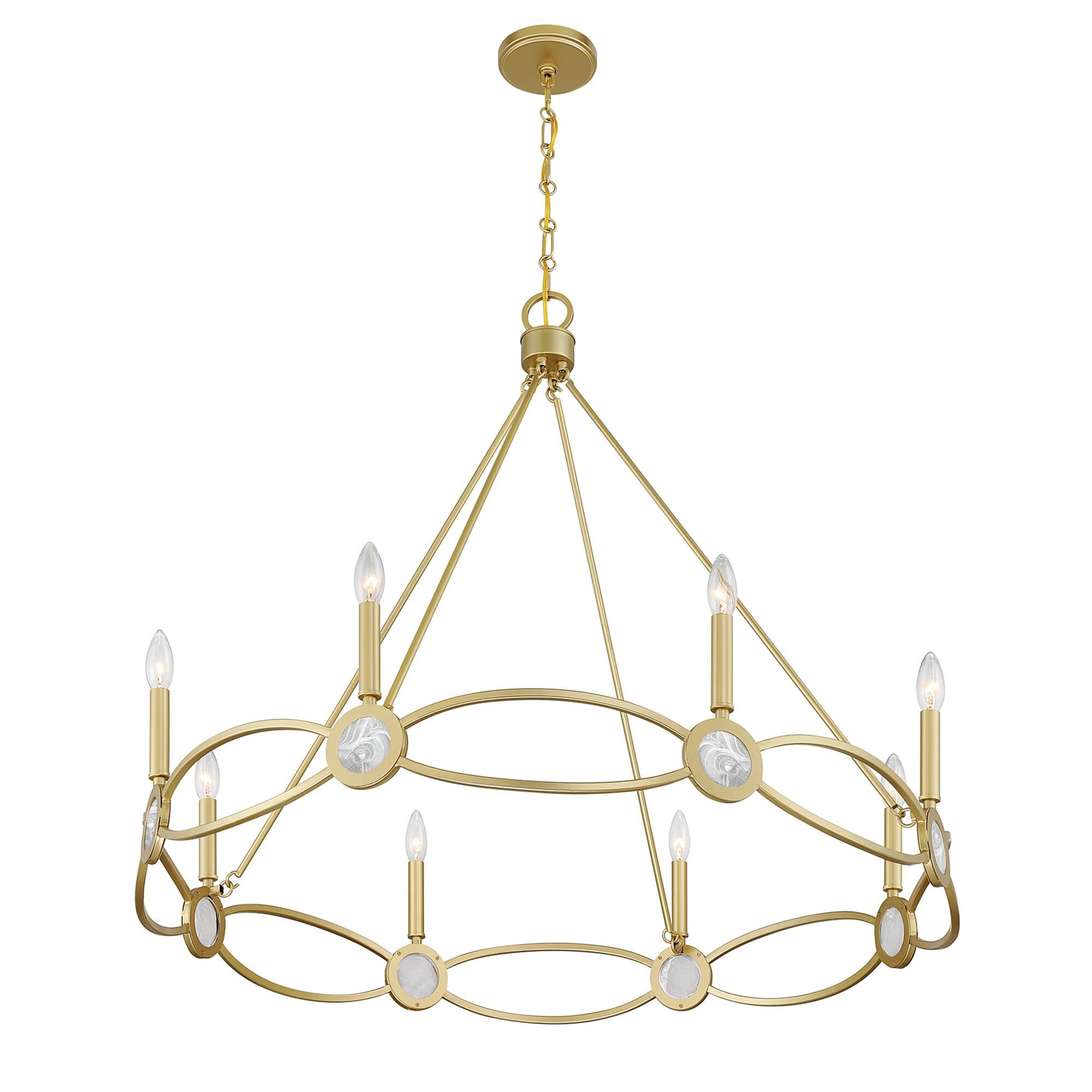 Shown in Spun Gold finish and Strie glass