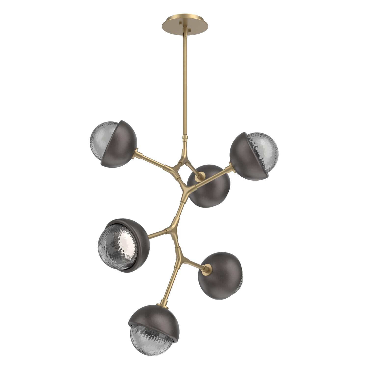 Shown in Gilded Brass finish and Smoke glass and Graphite accent