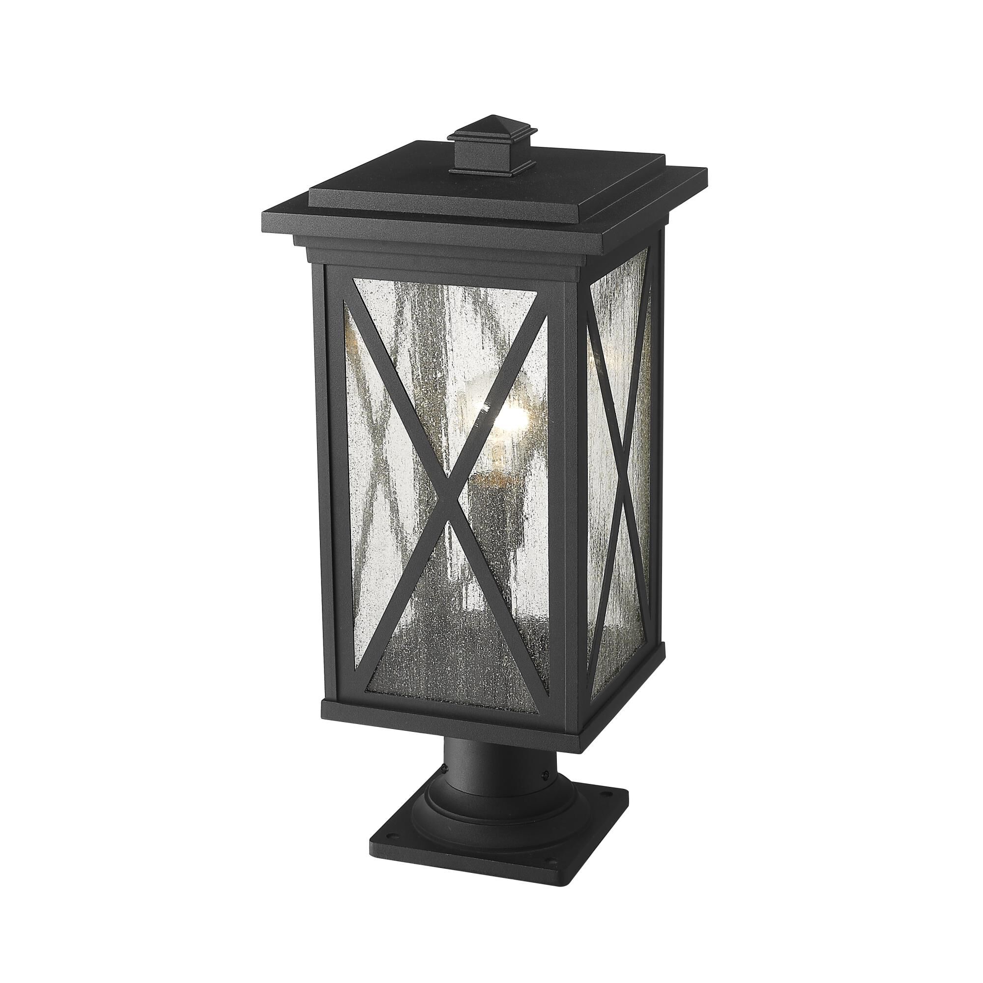 Shown in Black finish and Glass shade
