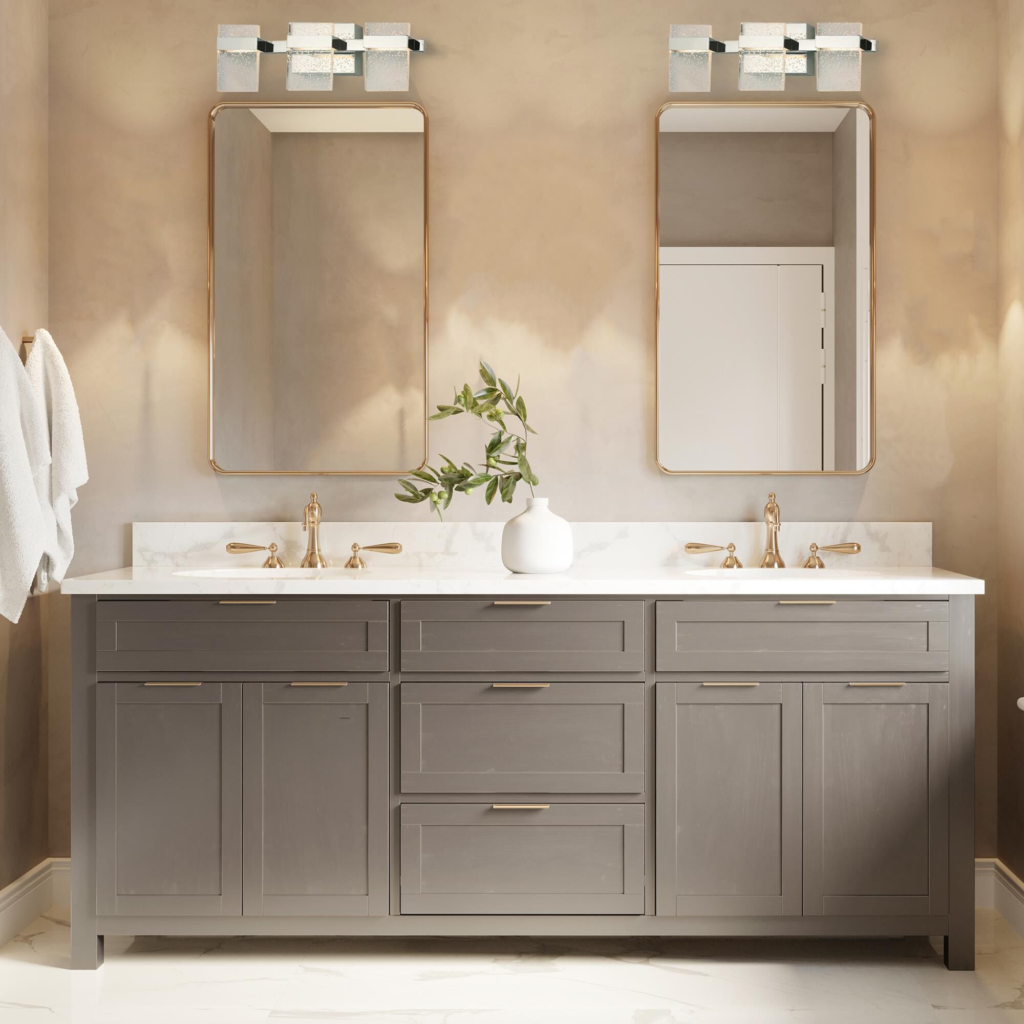 Shown in Chrome finish and Clear Seedy Acrylic shade