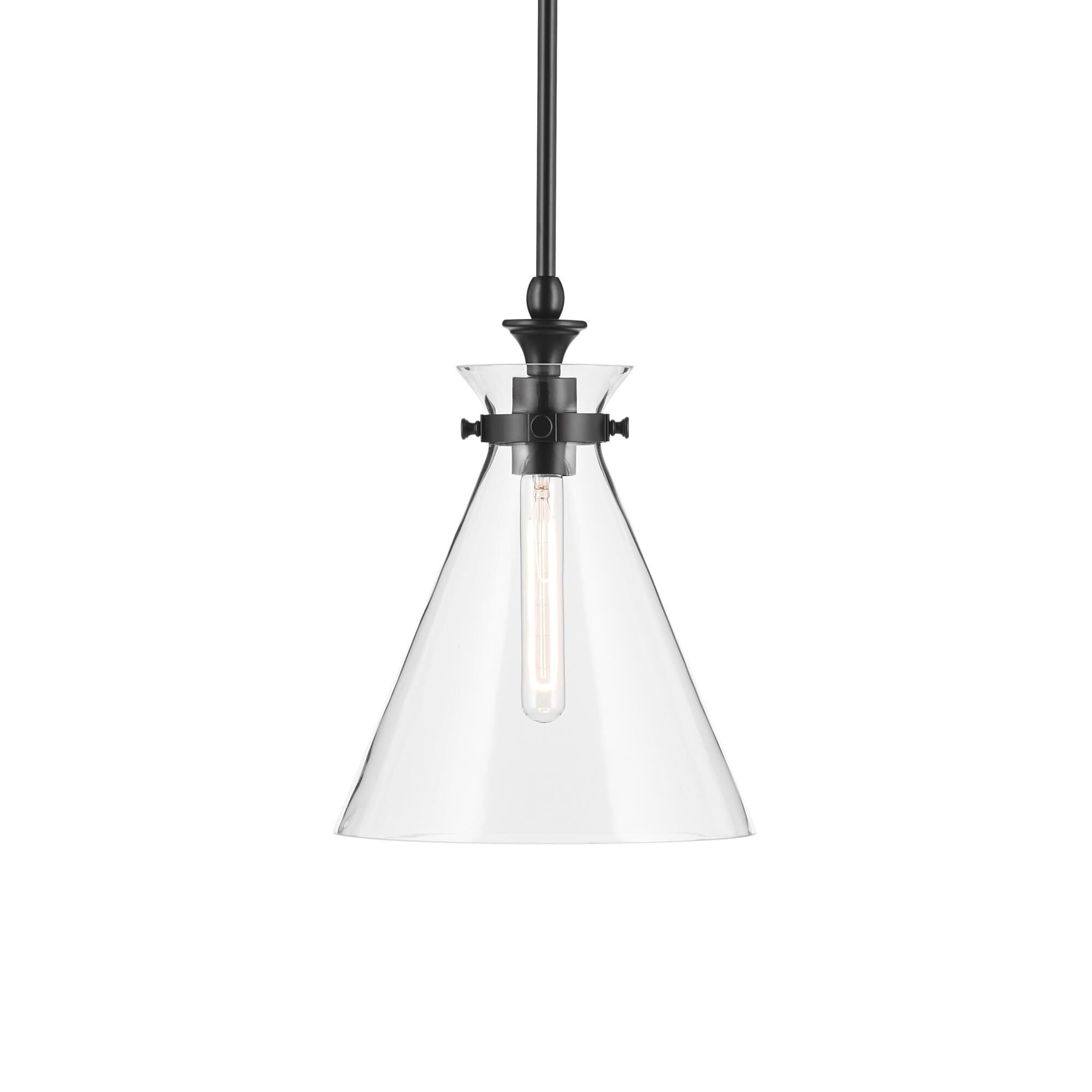 Shown in Black finish and Clear glass