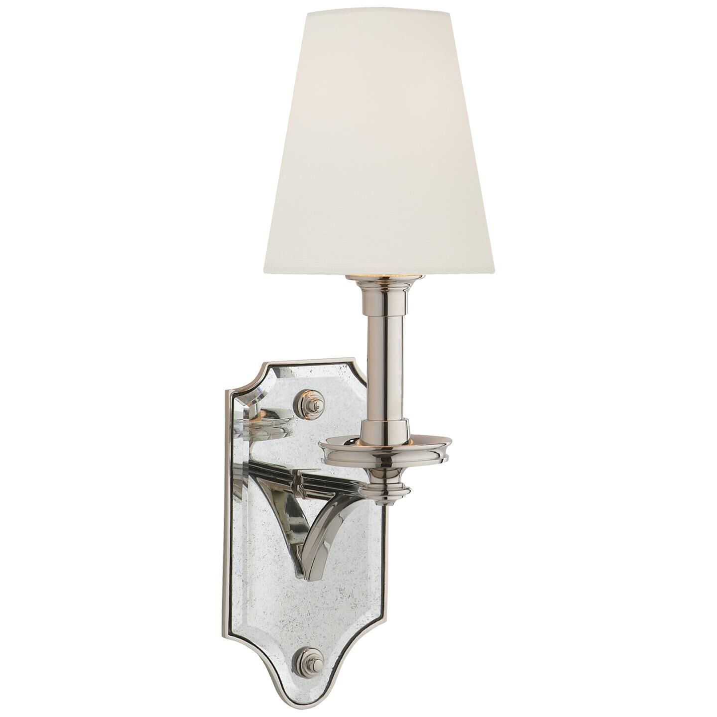 Shown in Polished Nickel finish and Linen shade