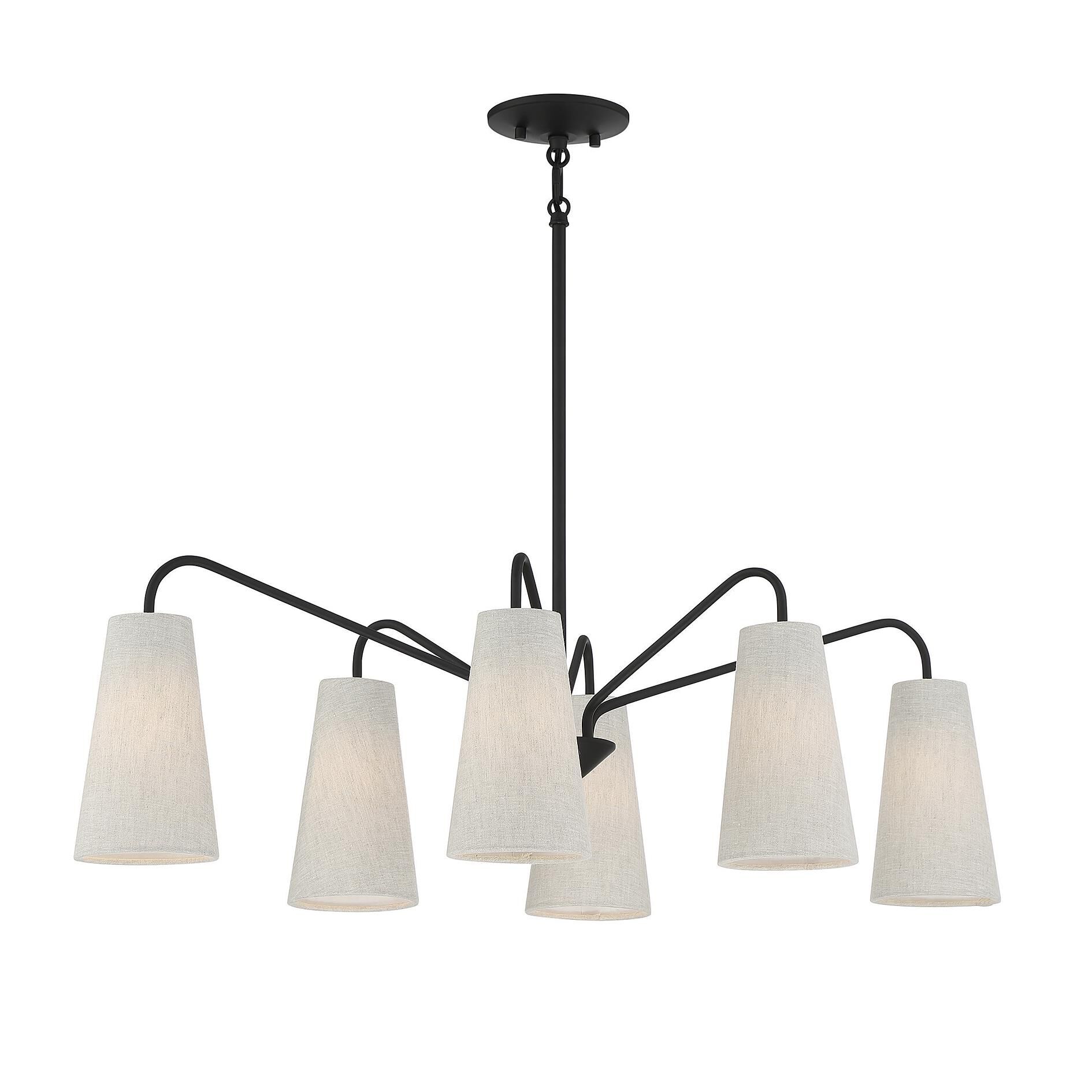 Shown in Matte Black finish and Oatmeal Fabric shade