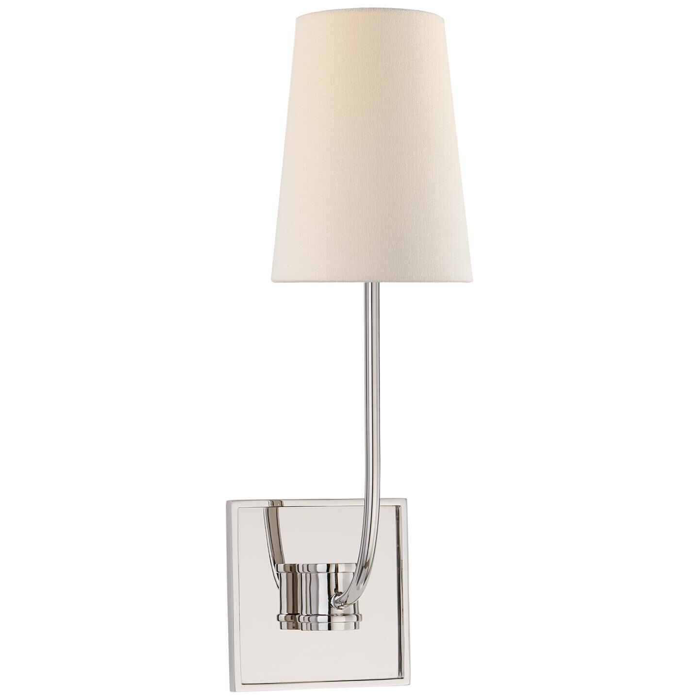 Shown in Polished Nickel finish and Linen shade
